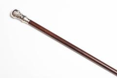 Victorian French Sterling Silver-Mounted Wooden Cane/Walking Stick