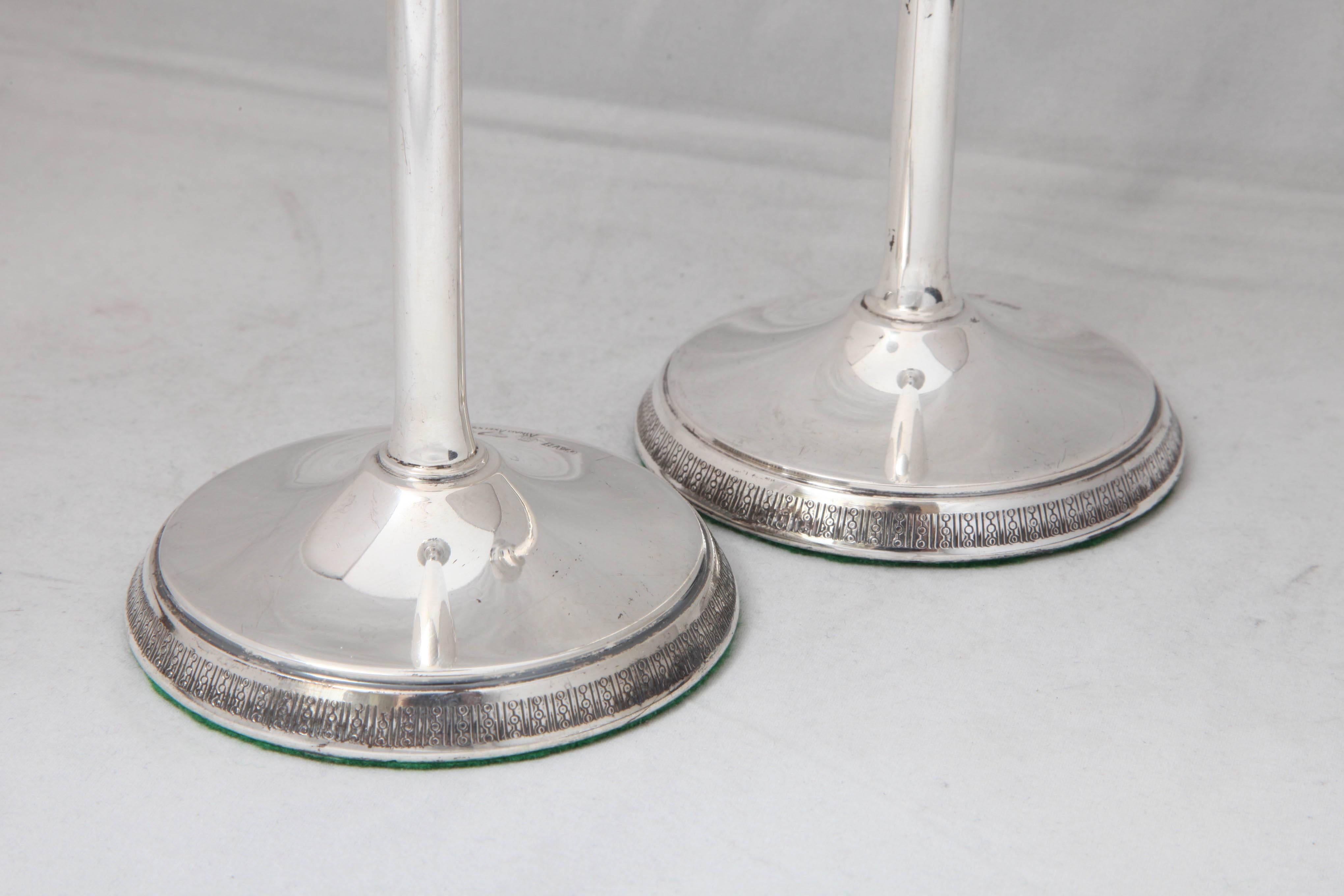 Pair of Sterling Silver Mid-Century Modern Swedish Candlesticks In Excellent Condition In New York, NY