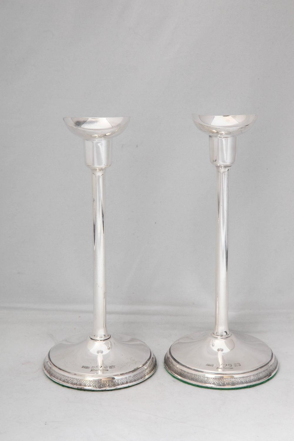 Pair of Sterling Silver MidCentury Modern Swedish Candlesticks at 1stdibs