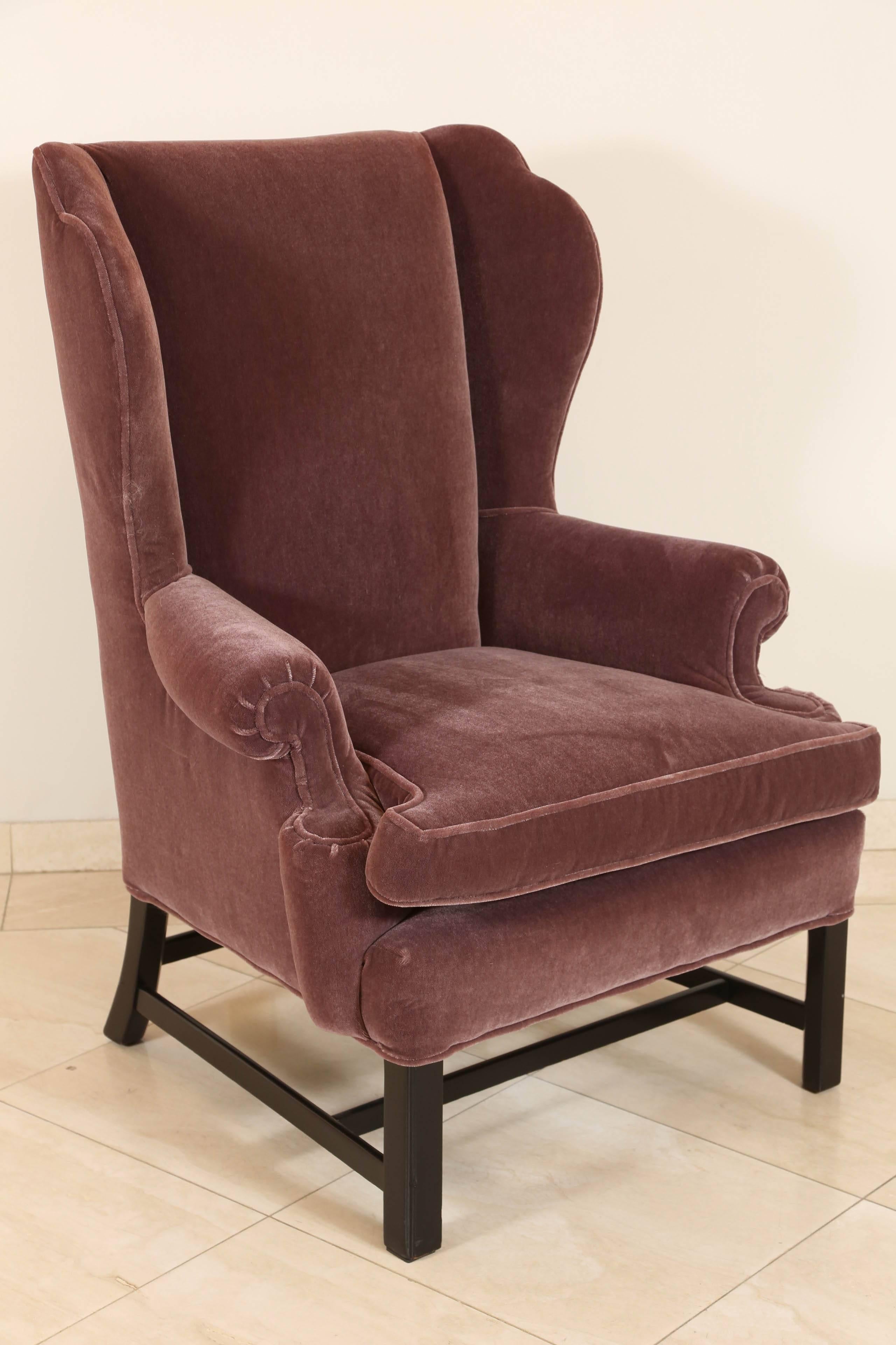 Hollywood Regency French Style Mohair Club Chair, Plum Color