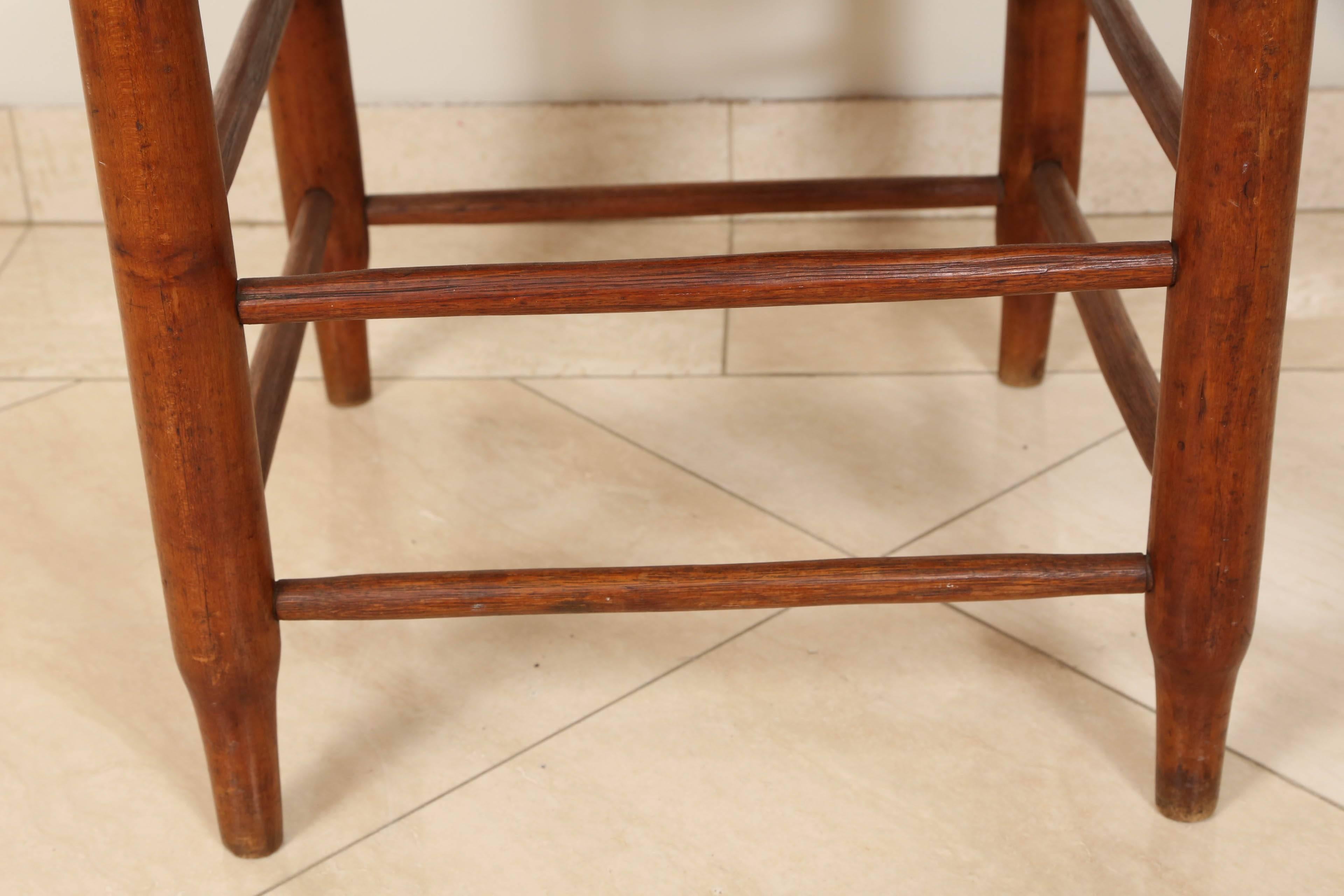 20th Century Wooden French Provincial Country Oak Stool with Woven Reed seating