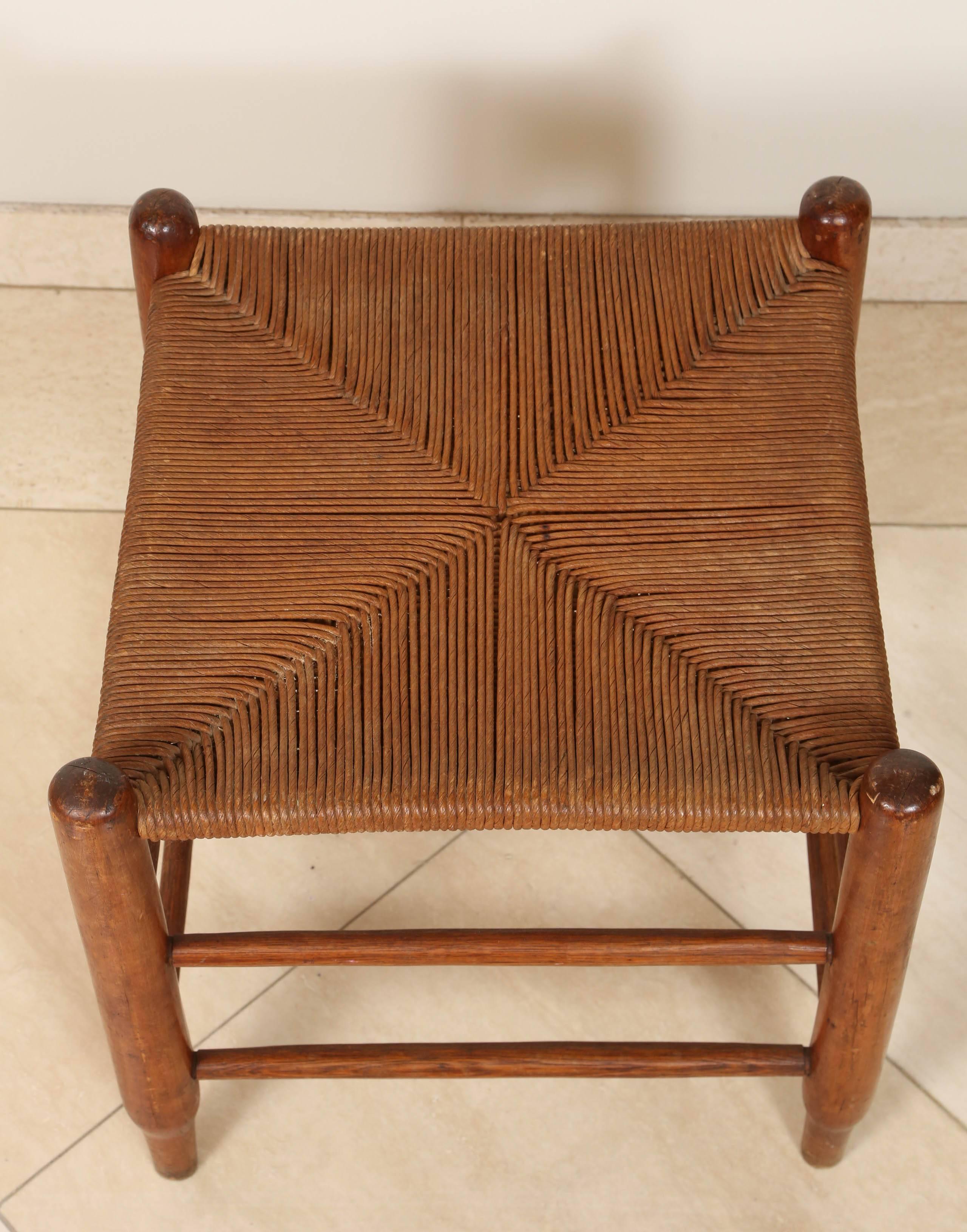 Wooden French Provincial Country Oak Stool with Woven Reed seating 1