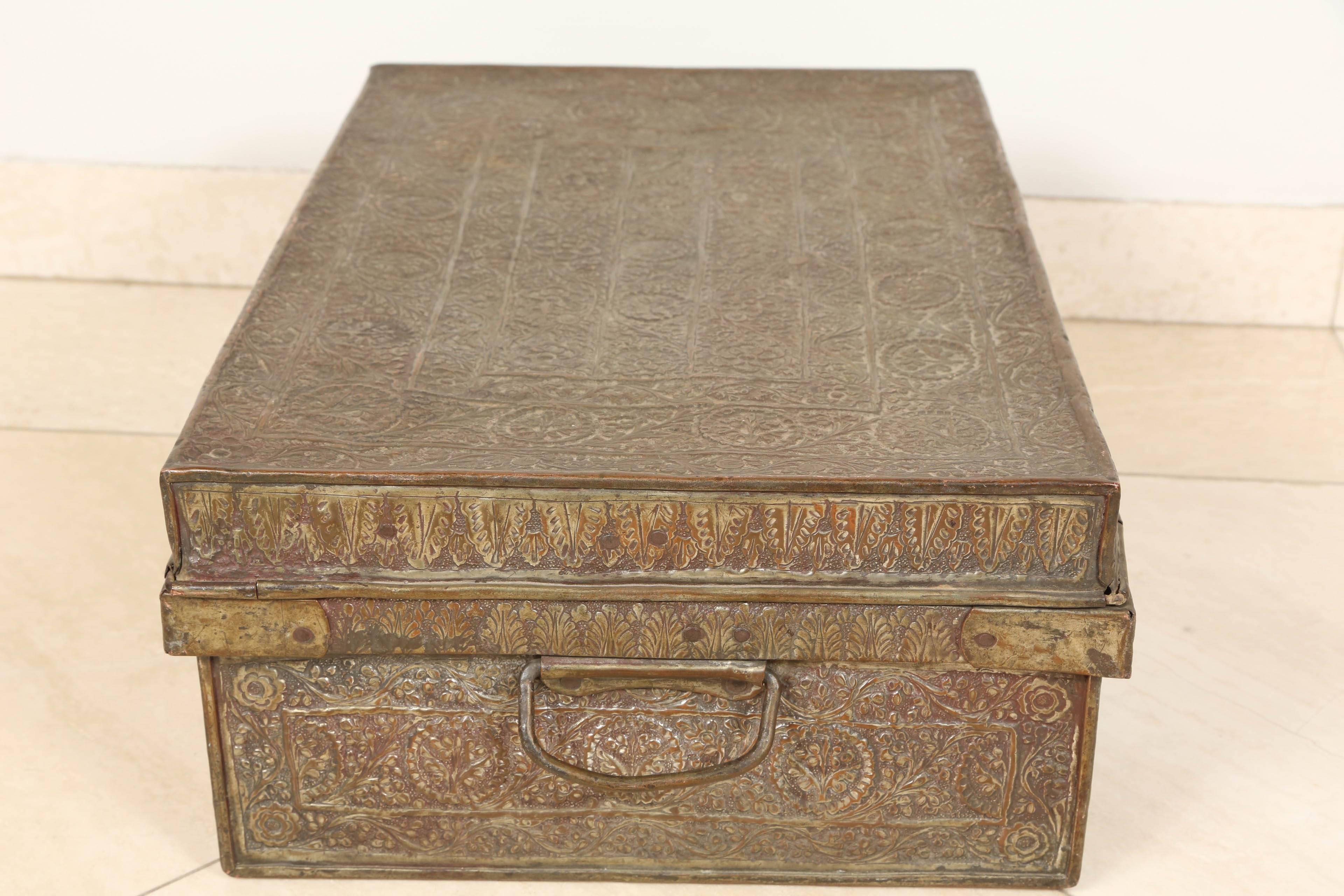 Brass Large Antique 19th C. Anglo Indian Metal Writing Box