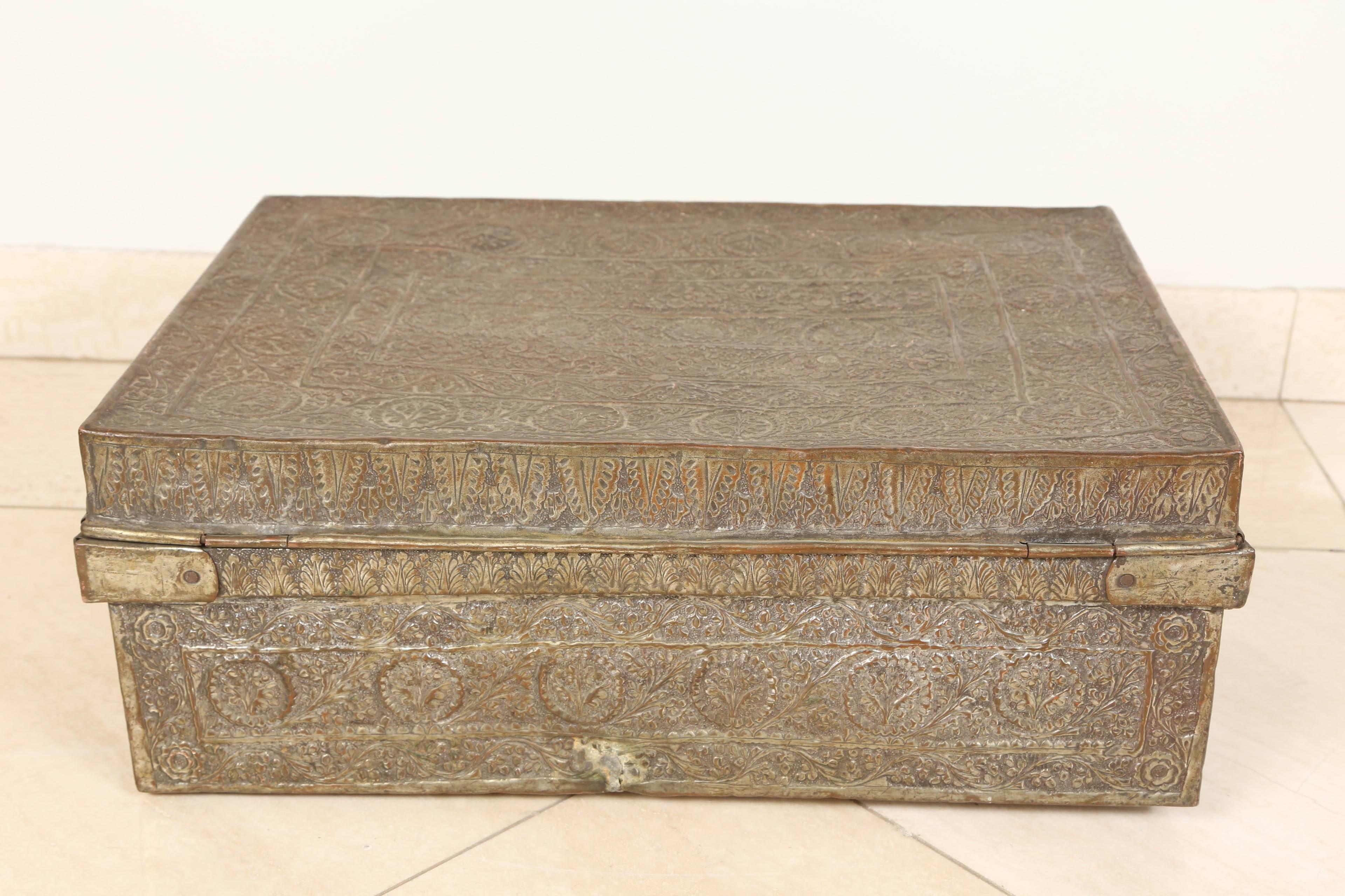 Large Antique 19th C. Anglo Indian Metal Writing Box 1