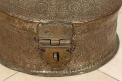 Large Decorative Round Bronze Box with Lid