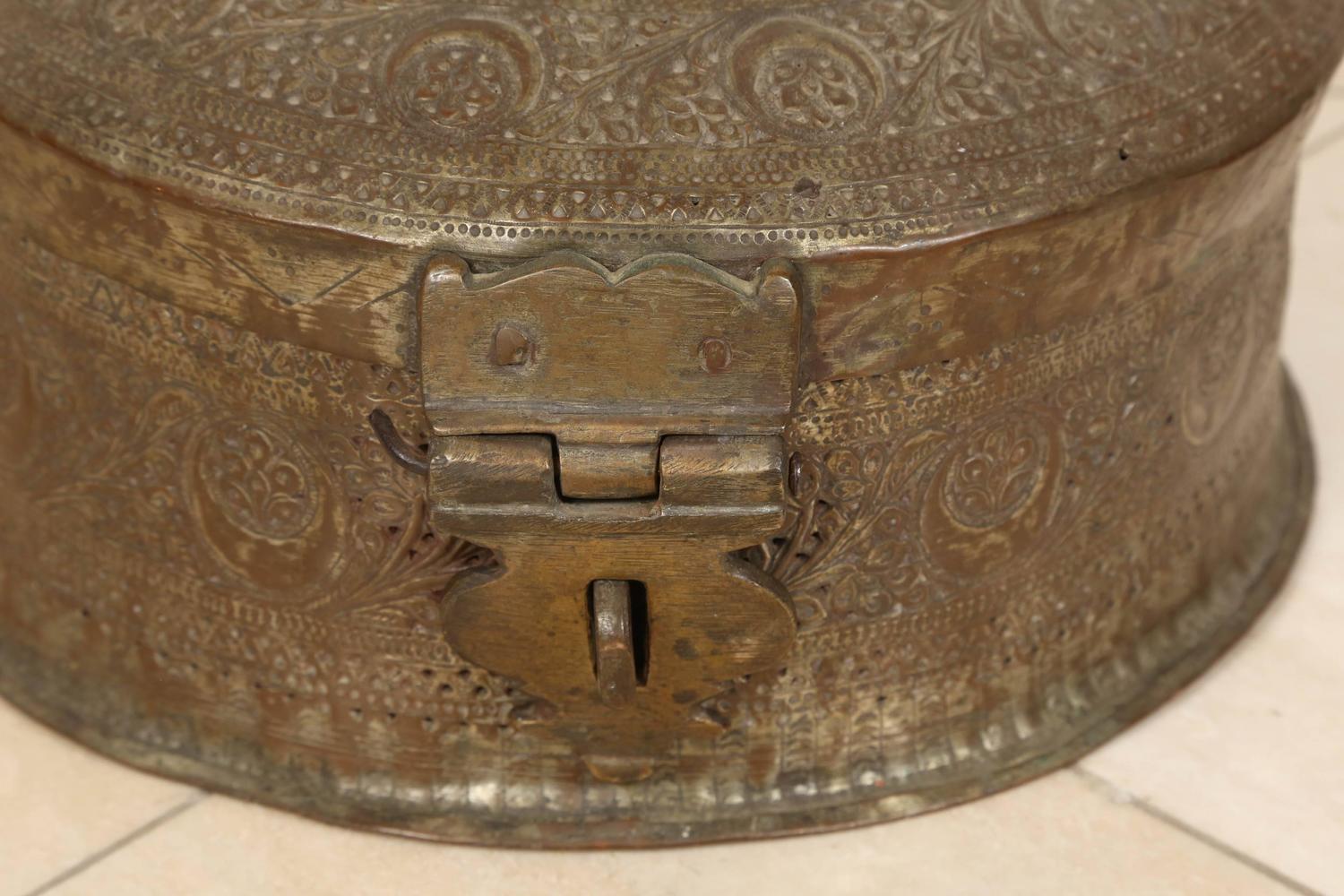 Large Decorative Round Bronze Box with Lid at 1stdibs