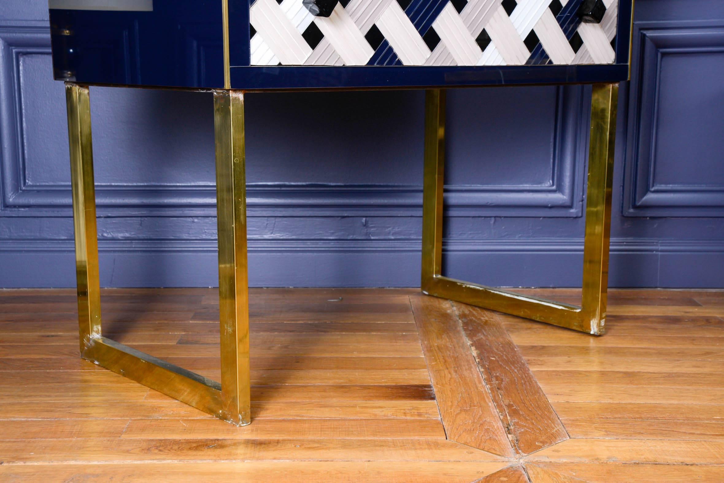  Pair of Mirrored and Brass Commodes, circa 2015 1