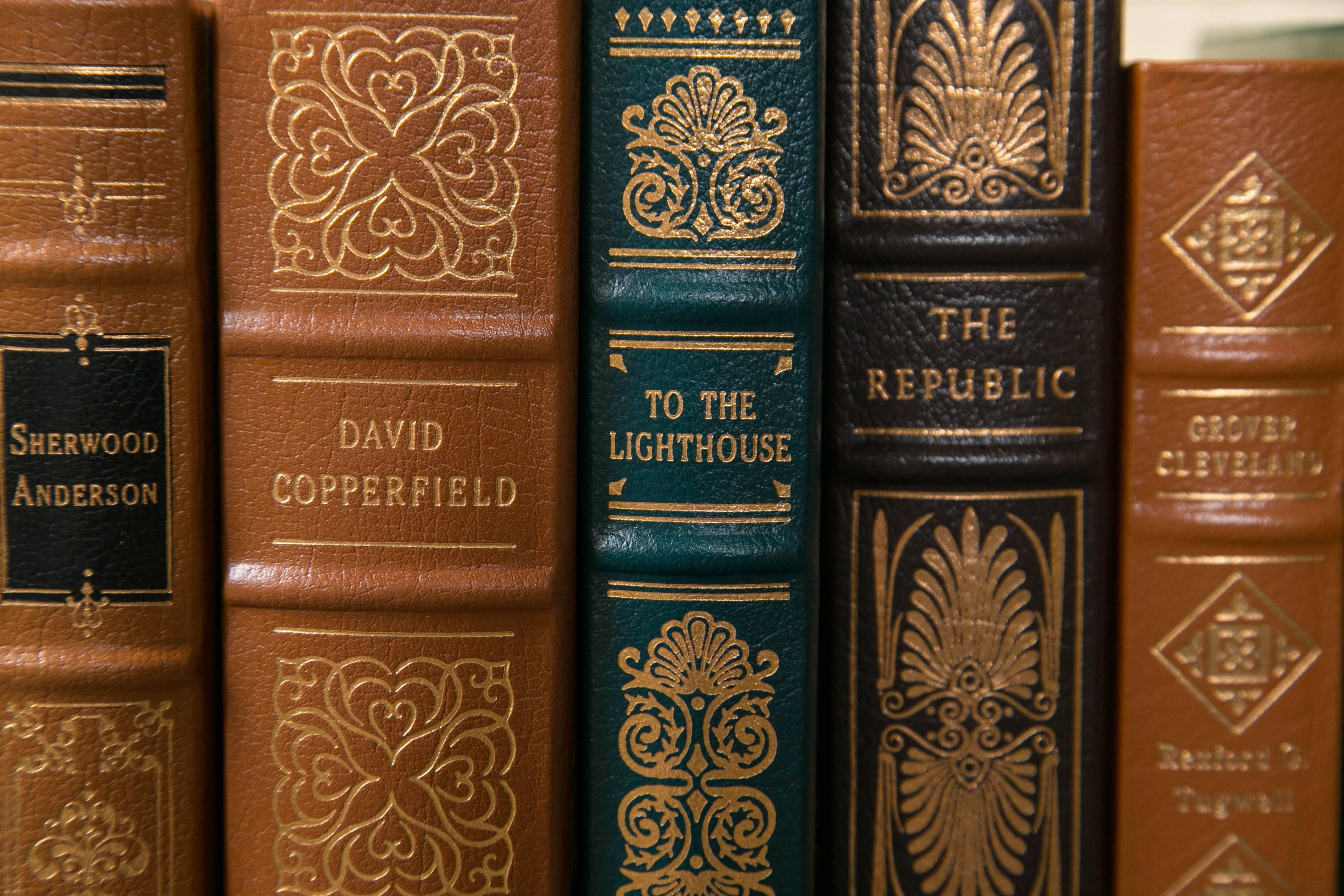 leather bound gold leaf books