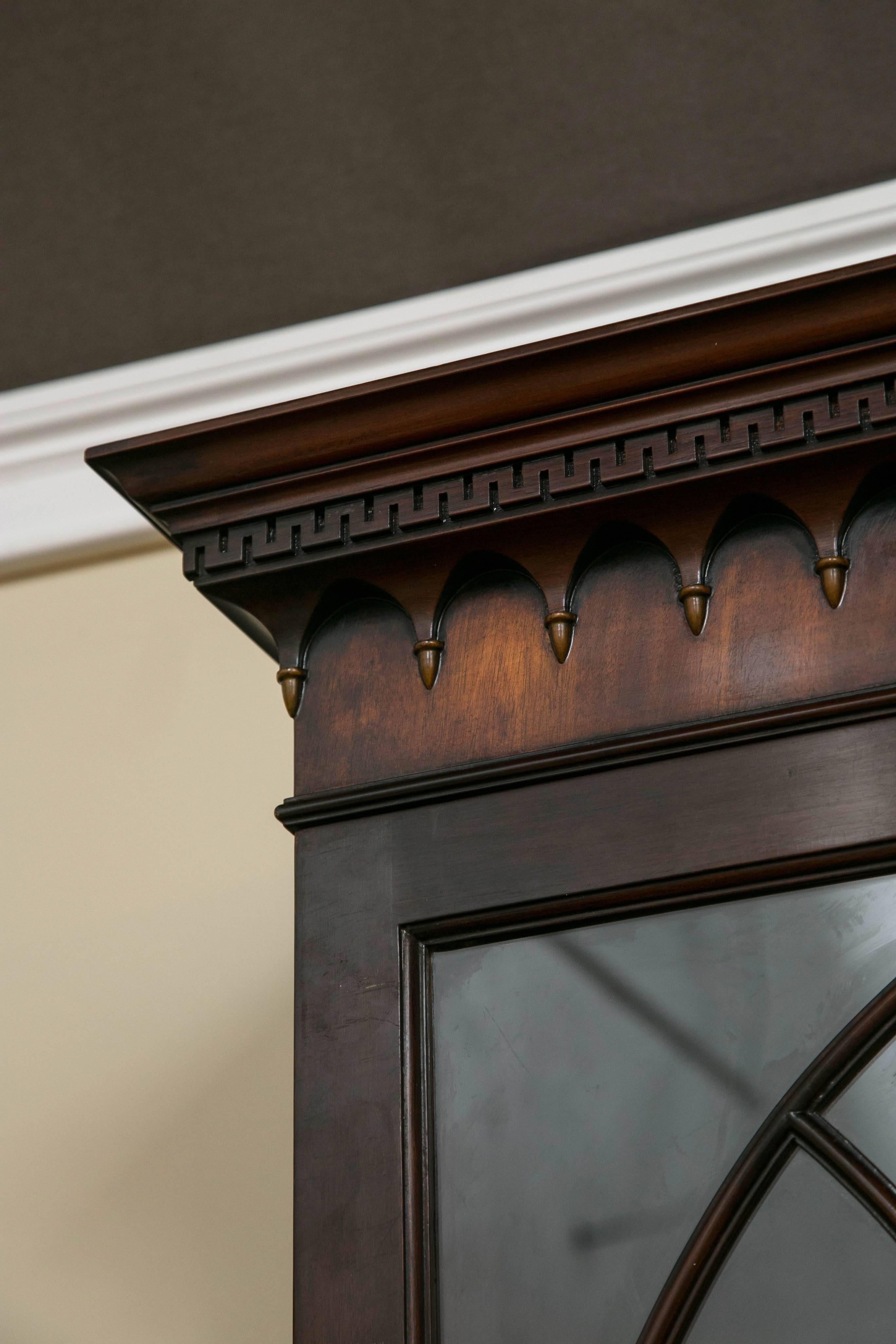 Monumental Signed J. Zonan Mahogany And Satinwood  Inlaid Bookcase / Breakfront In Good Condition In Stamford, CT