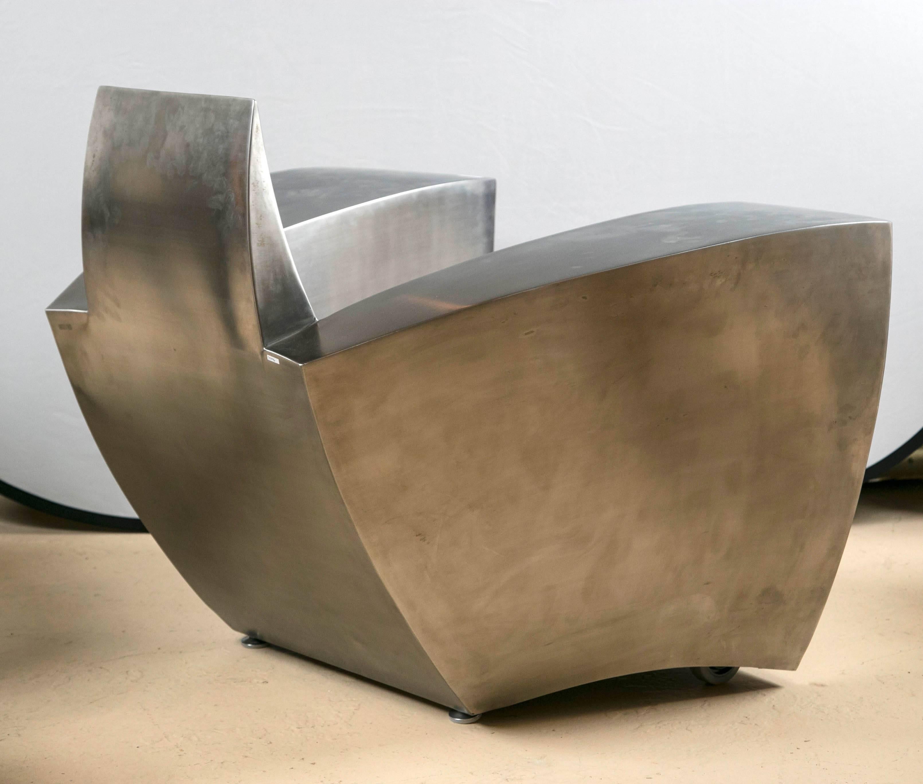 20th Century Jonathan Singleton Easy Number One Chair Stainless Steel And Leather Spain 1990s