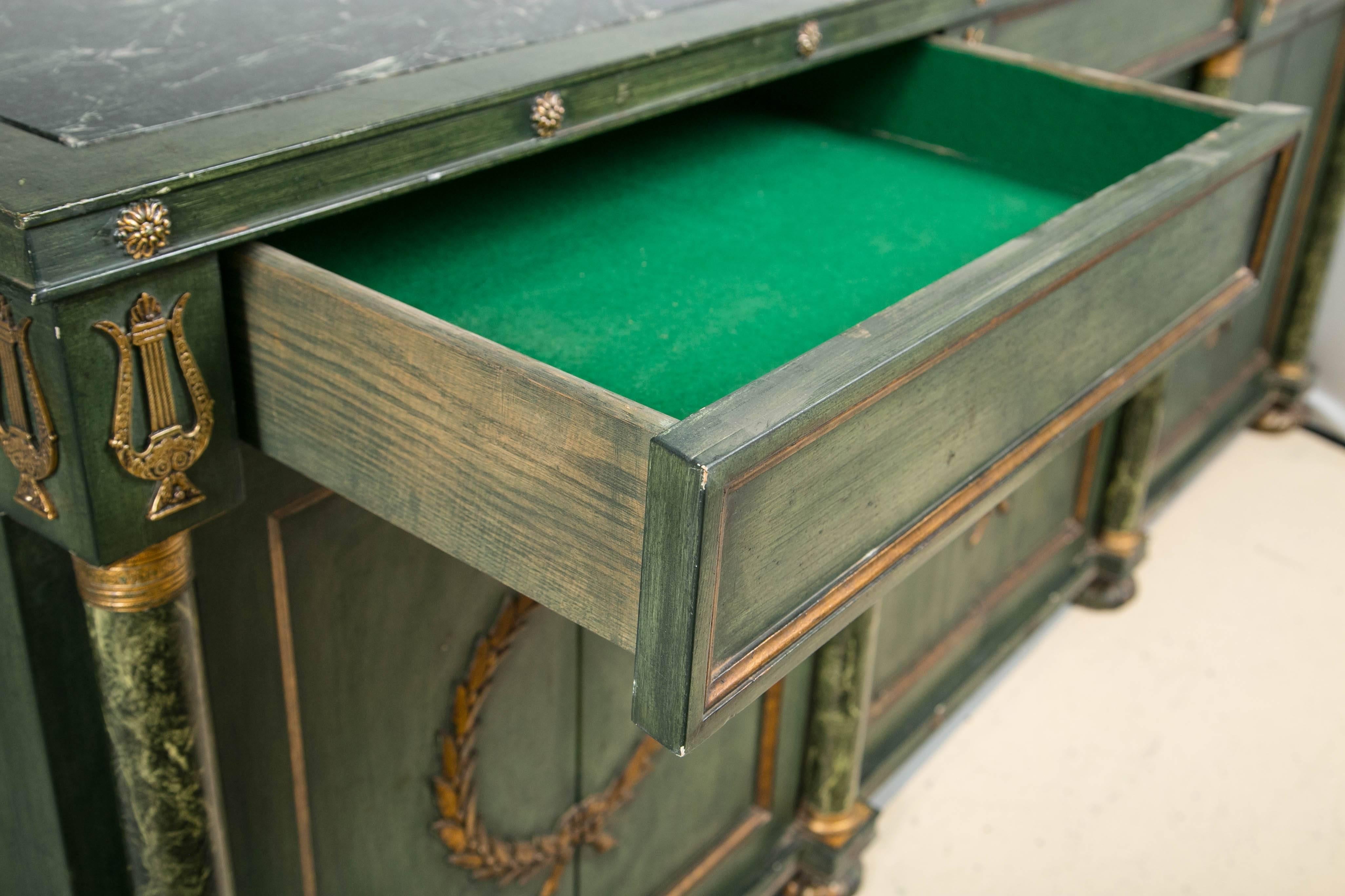 Monumental Italian Neoclassical Style Paint Decorated Marble-Top Console 2