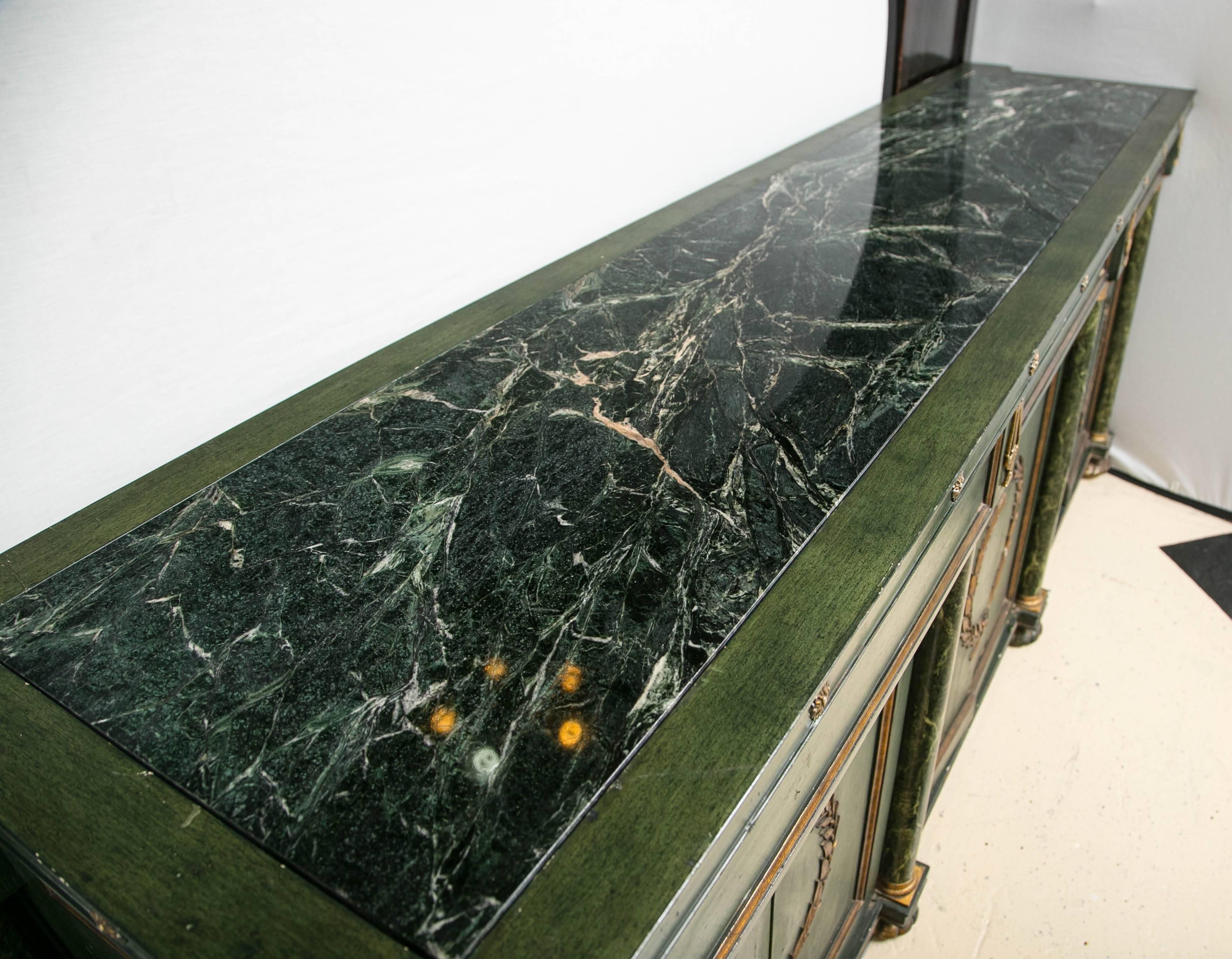 Monumental Italian Neoclassical Style Paint Decorated Marble-Top Console 4