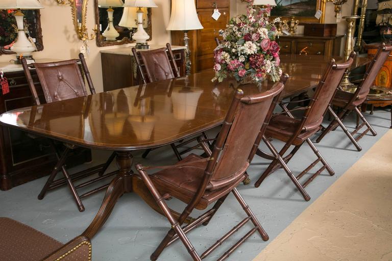 Georgian Style Banded Triple Pedestal Dining Room Table At 1stdibs A Georgian Style Crotch Gany And Satinwood Banded Triple Pedestal Dining Room Table Wonderful Banding
