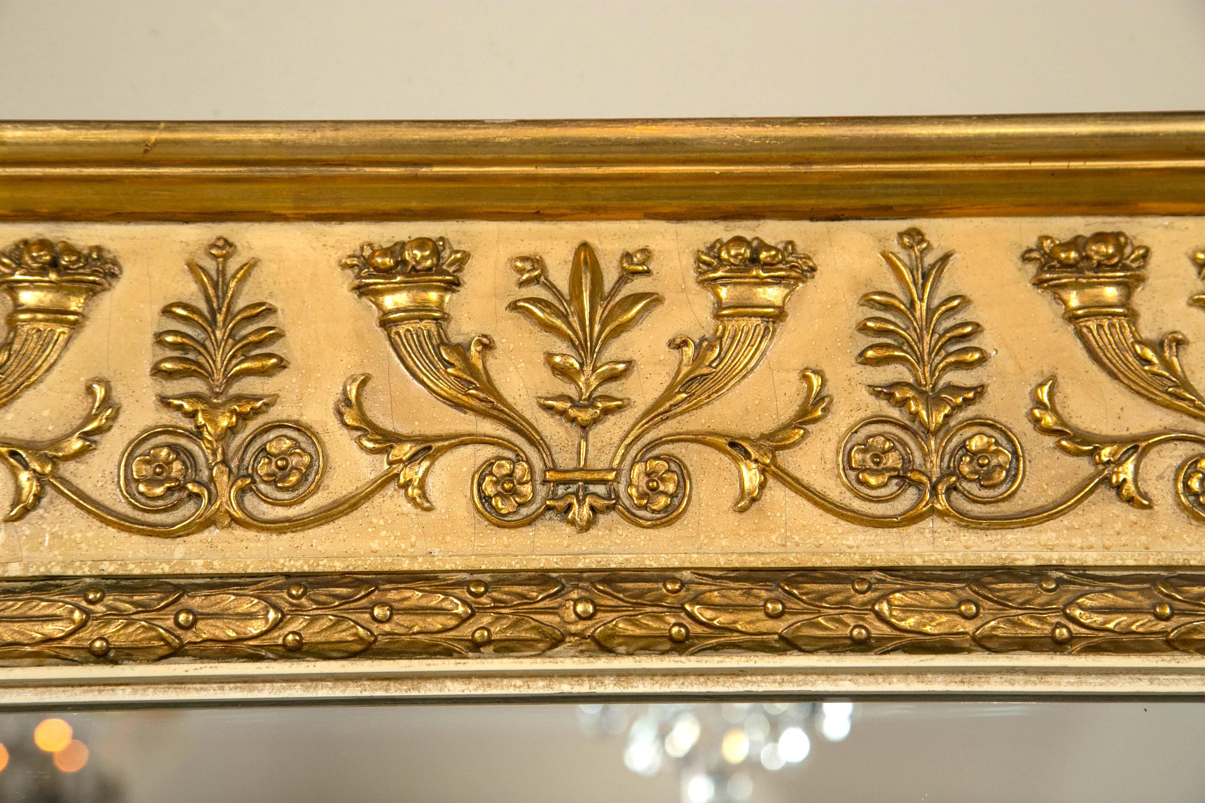 Schmieg & Kotzian Gilt Gold Hand-Carved Rectangular Mirror In Good Condition In Stamford, CT