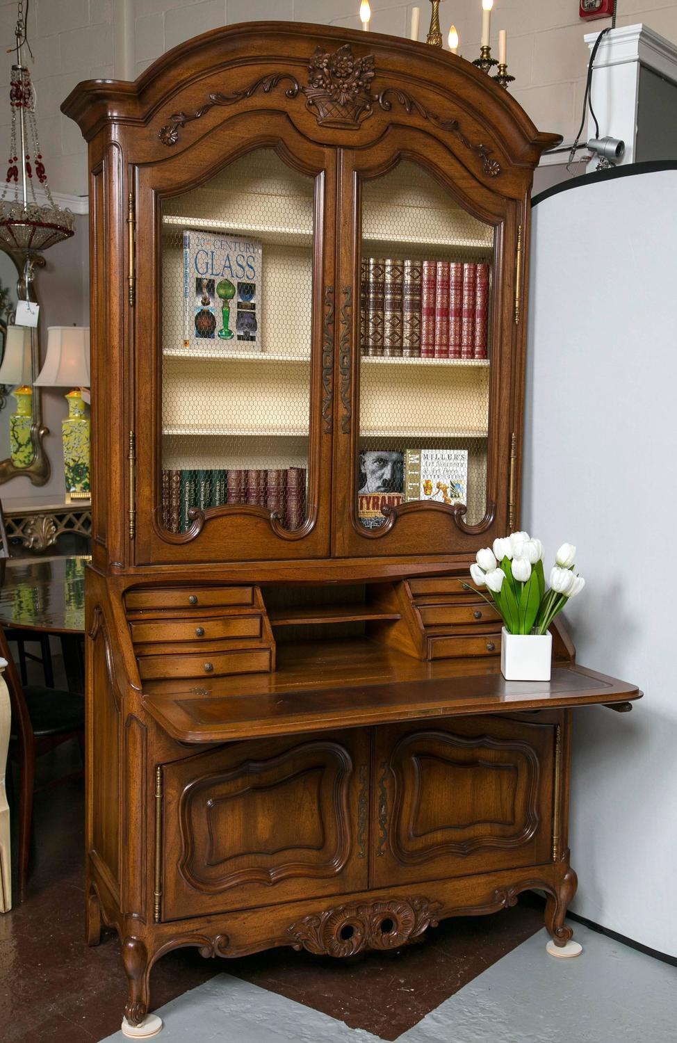 Fabulous Don Rousseau Attributed Country French Breakfront/Secretary at 1stdibs