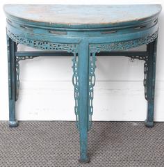 19th Century Chinese Hand-Painted Half Round Console Table