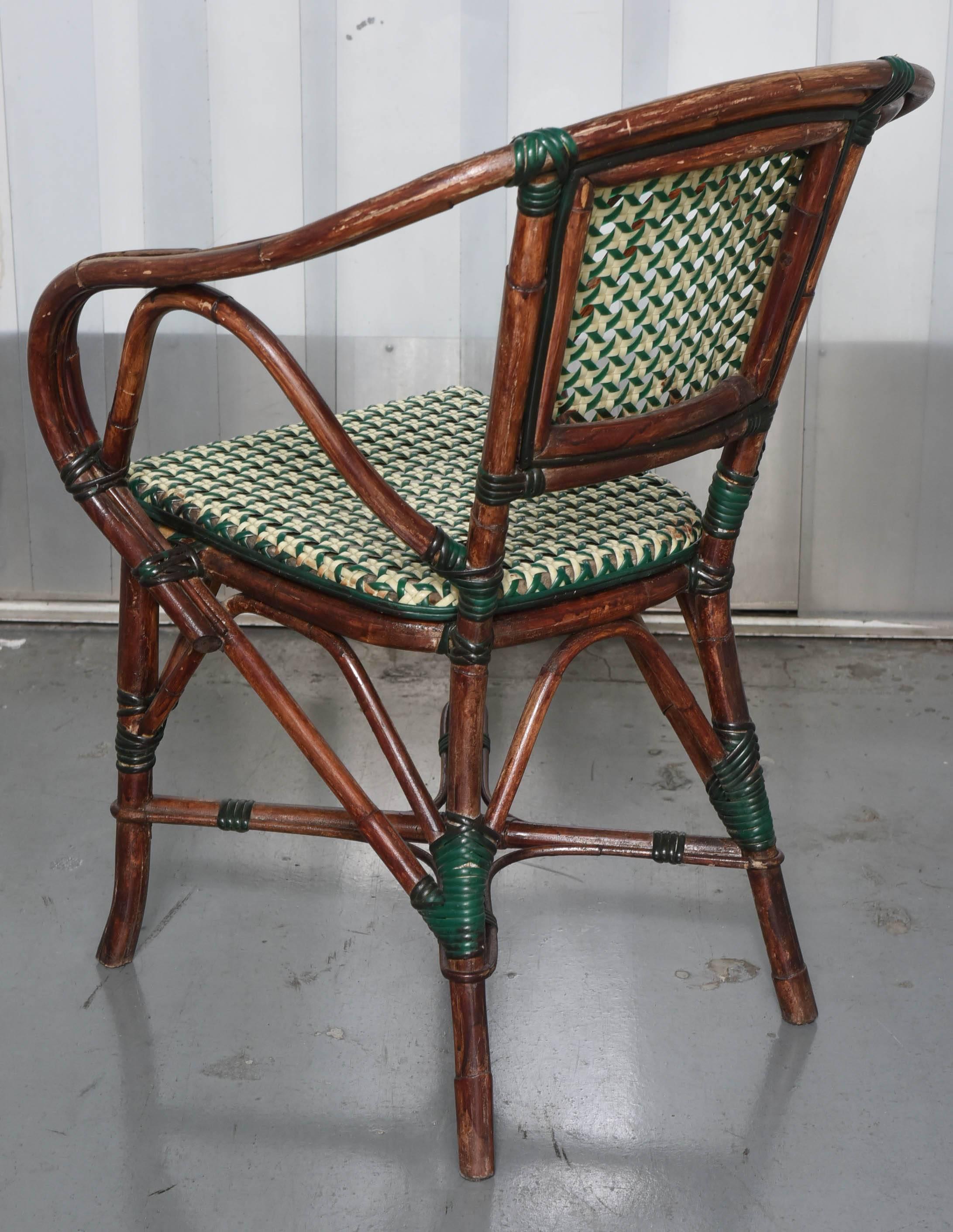 Three French Pairs of Bamboo Vintage Cafe Armchairs 2