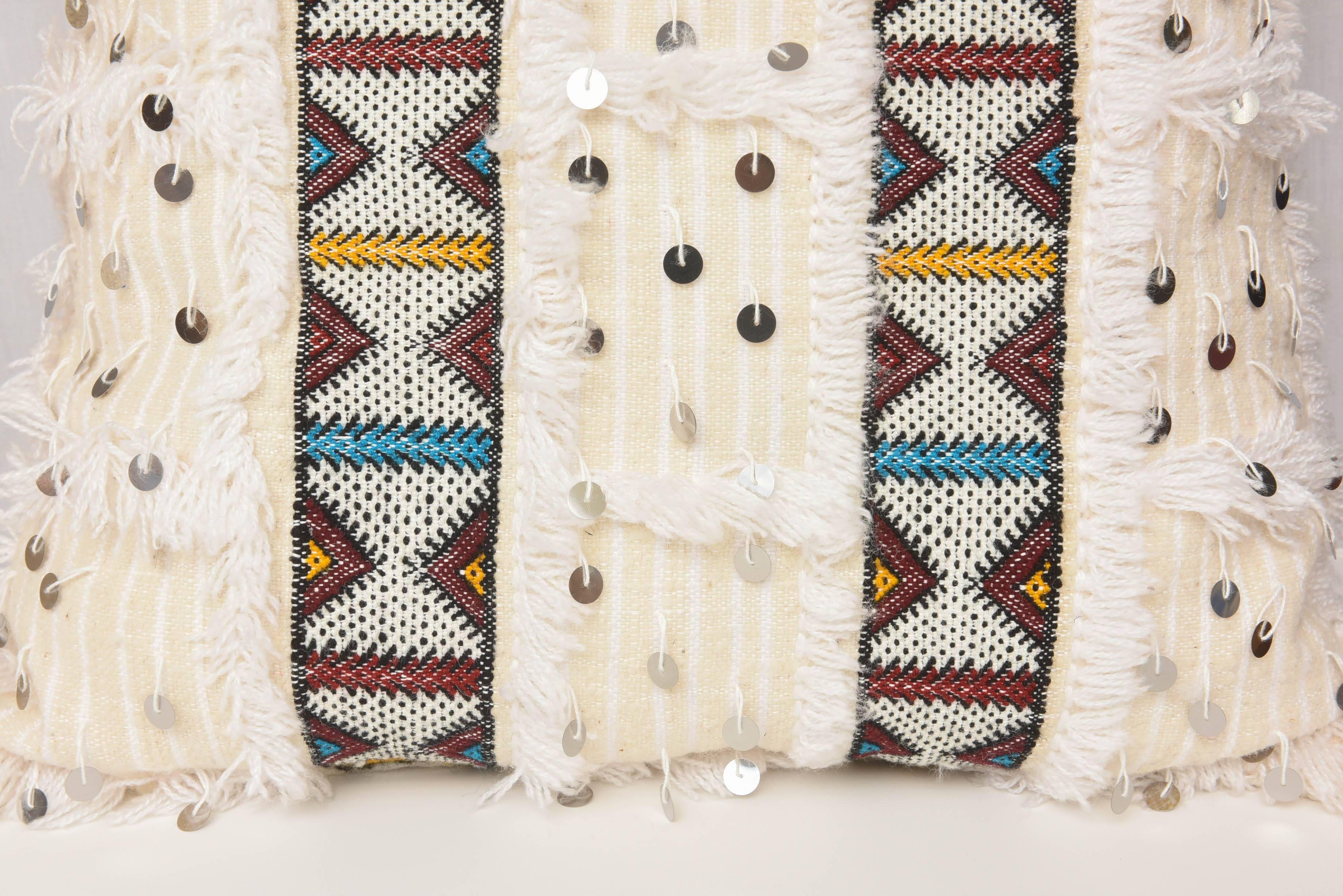 Contemporary Two Pairs of White Morrocan Pillows