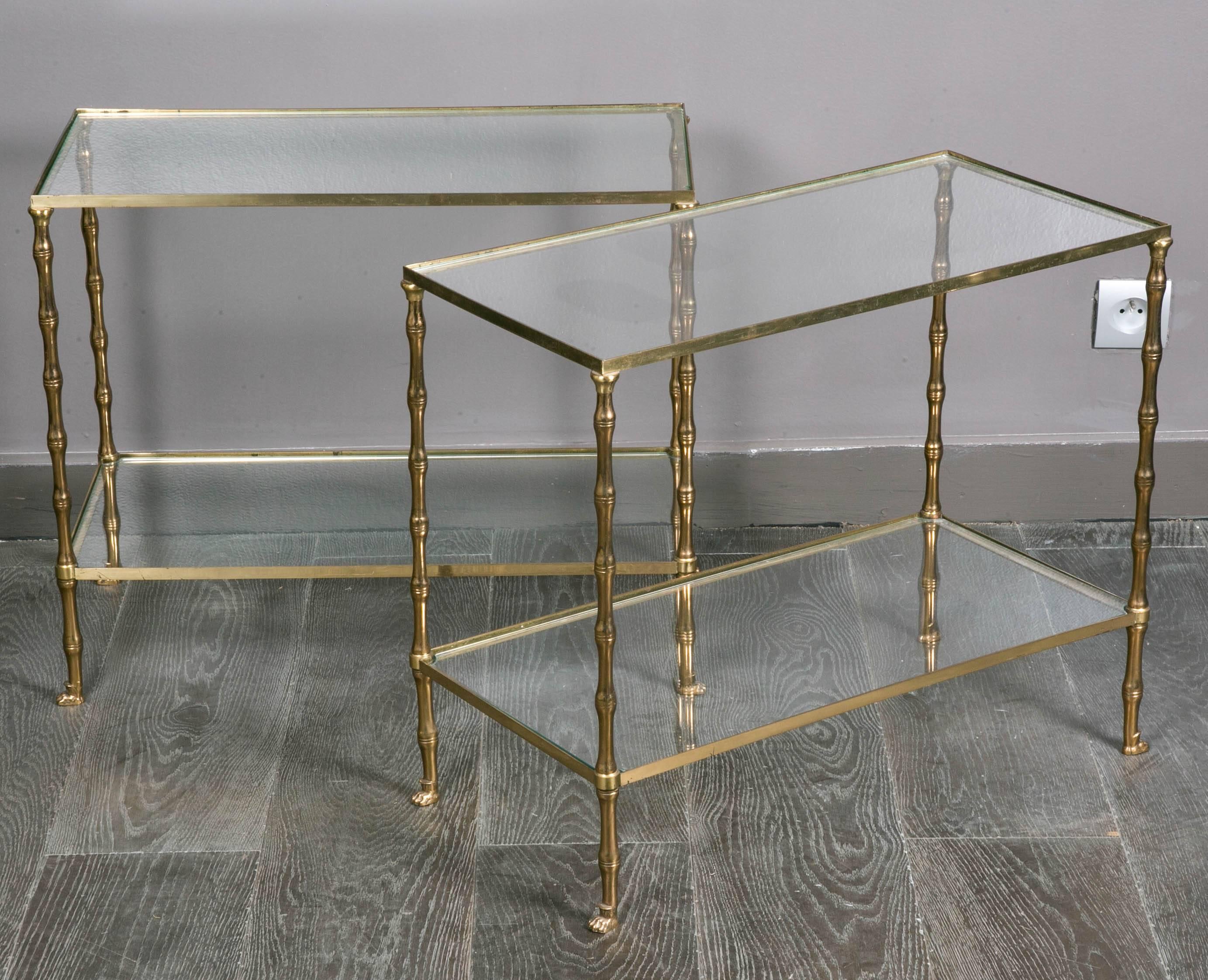 Pair of side tables in bronze with bambou style.
Quality made.
By Jansen,
circa 1960.