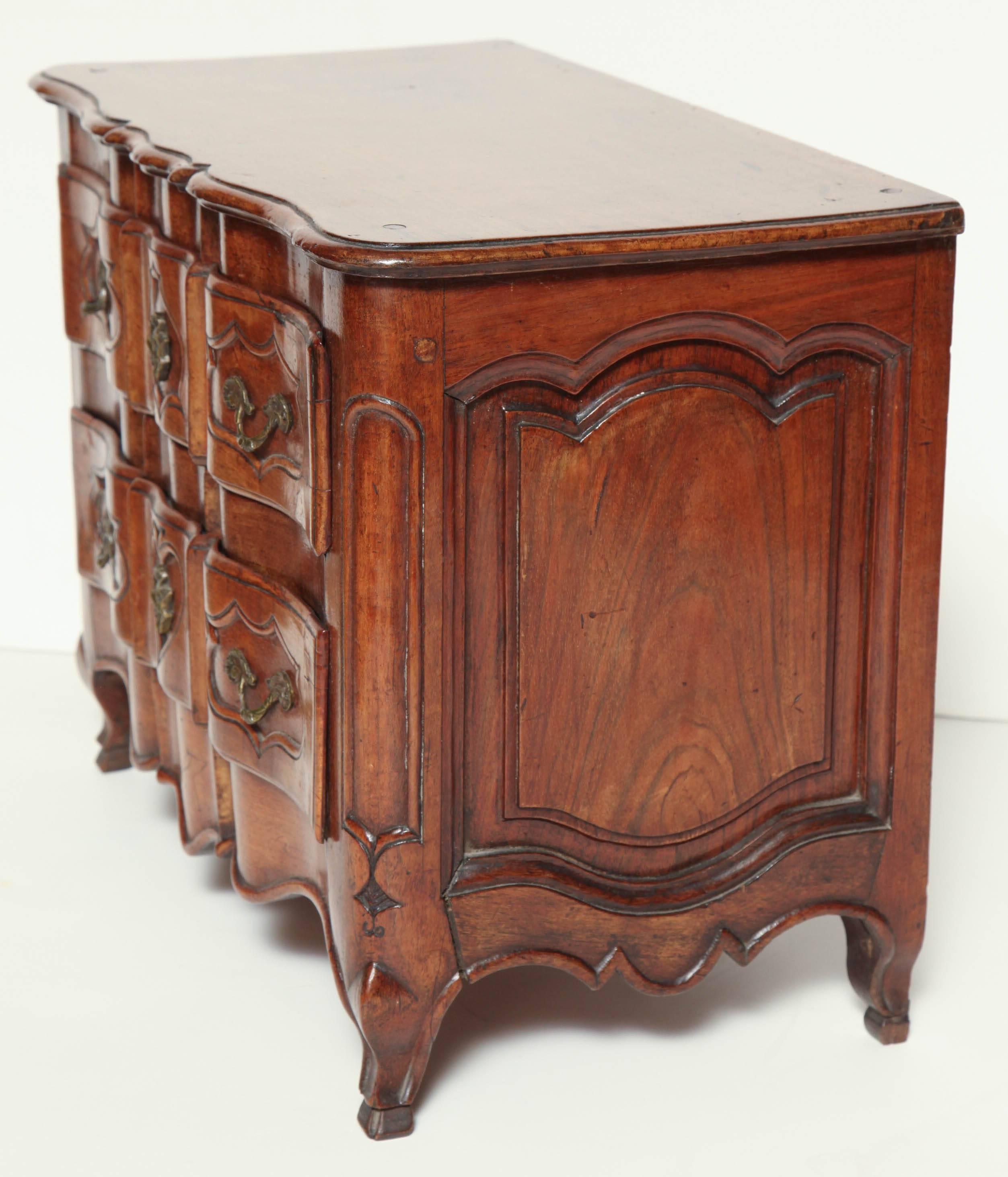 French Provincial Walnut Miniature Commode 4