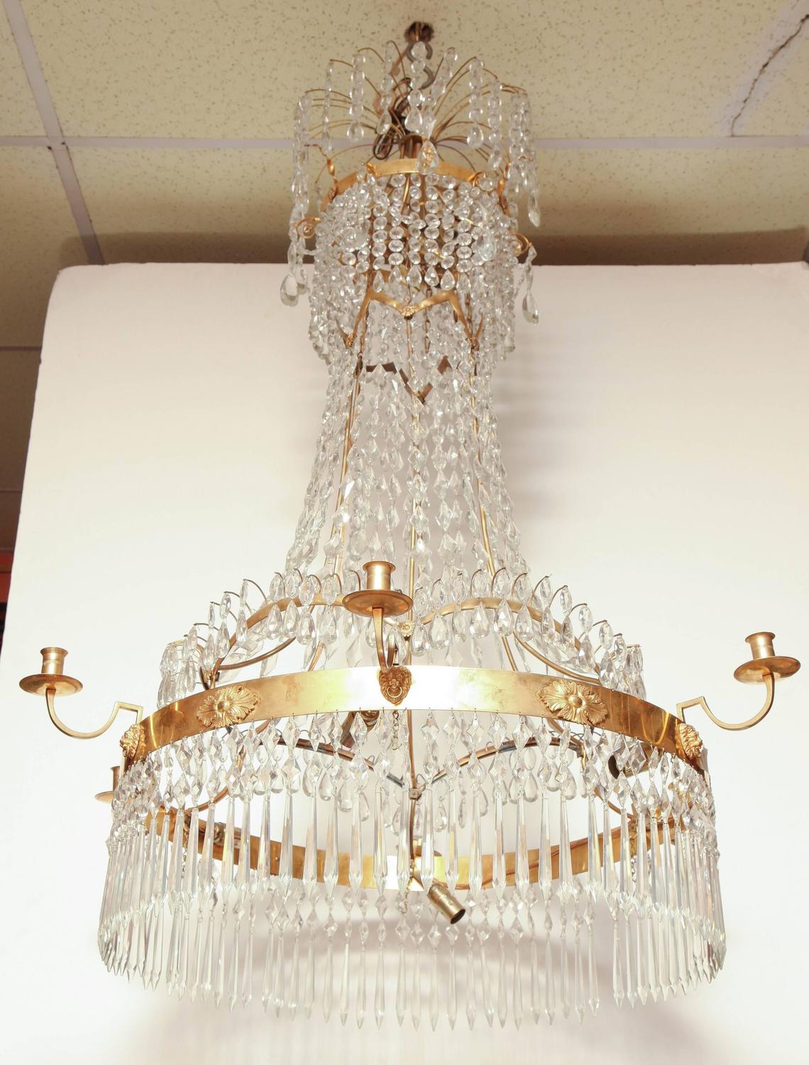 Swedish Crystal Chandelier For Sale at 1stdibs