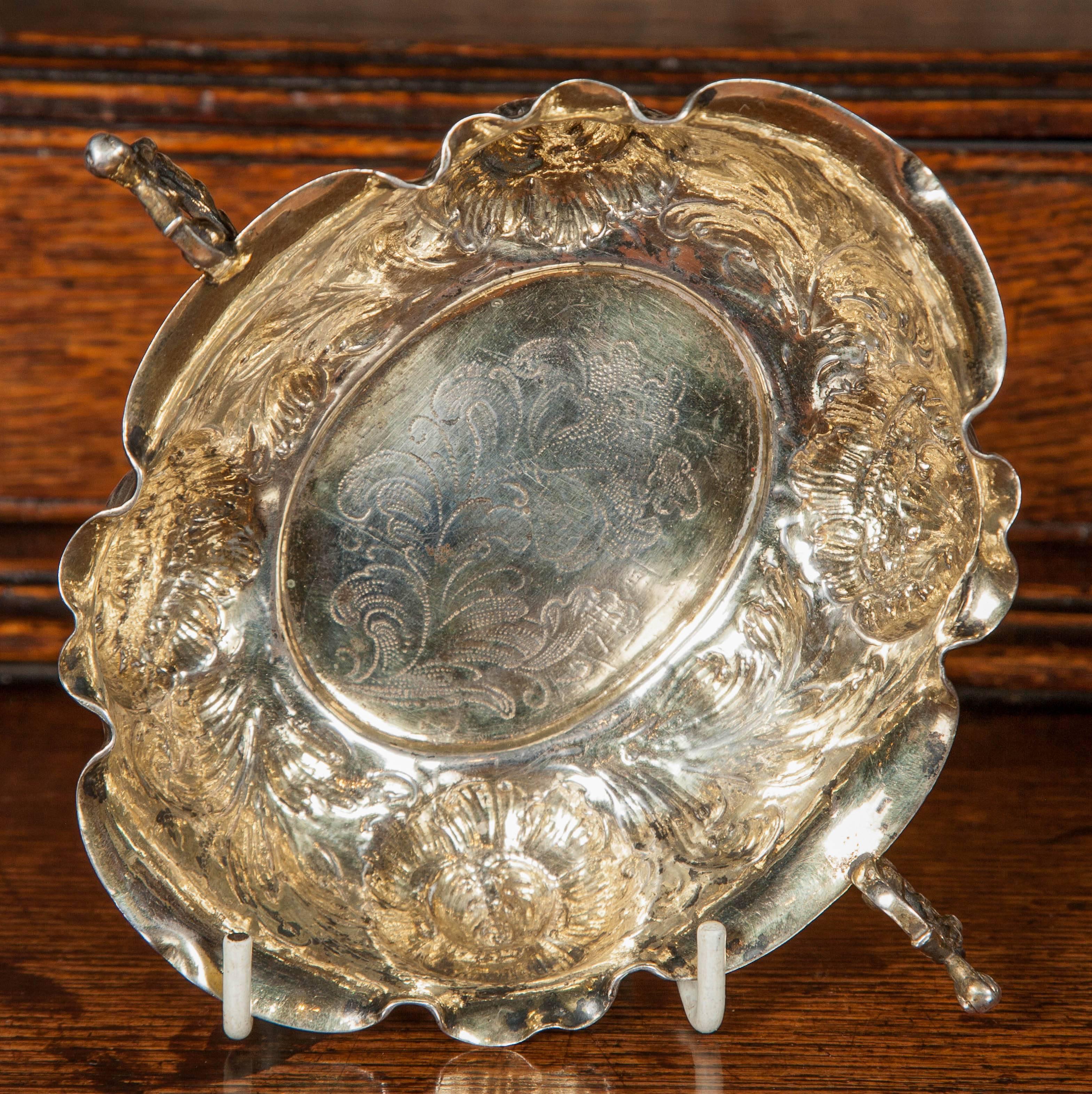 18th Century Fine Nuremberg Silver and Parcel-Gilt Bon Bon Dish For Sale