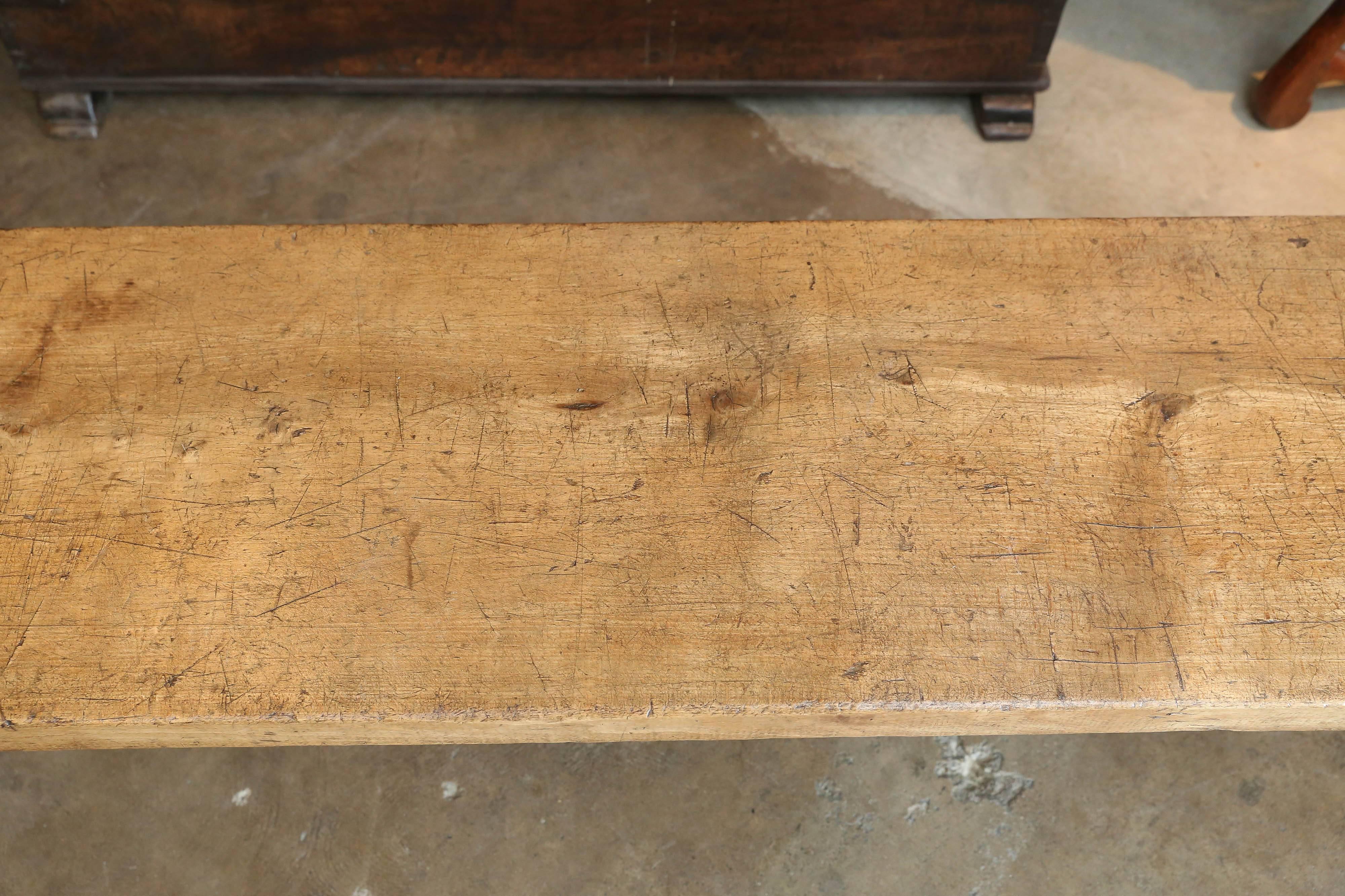 English 19th Century Thick Single Plank Top Bench, Coffee Table