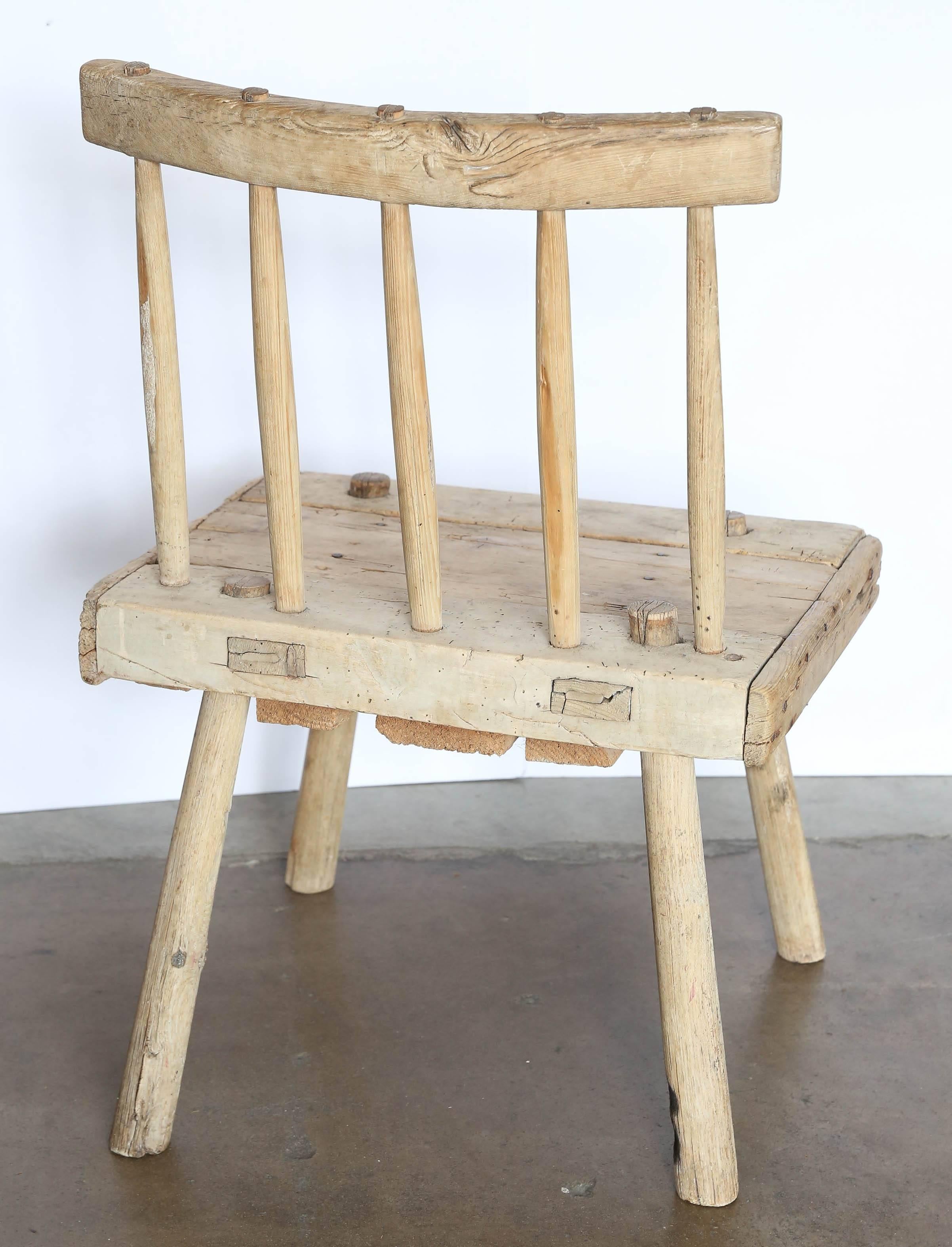 English 19th Century Primitive Hedge Row Folk Art Stick Chair