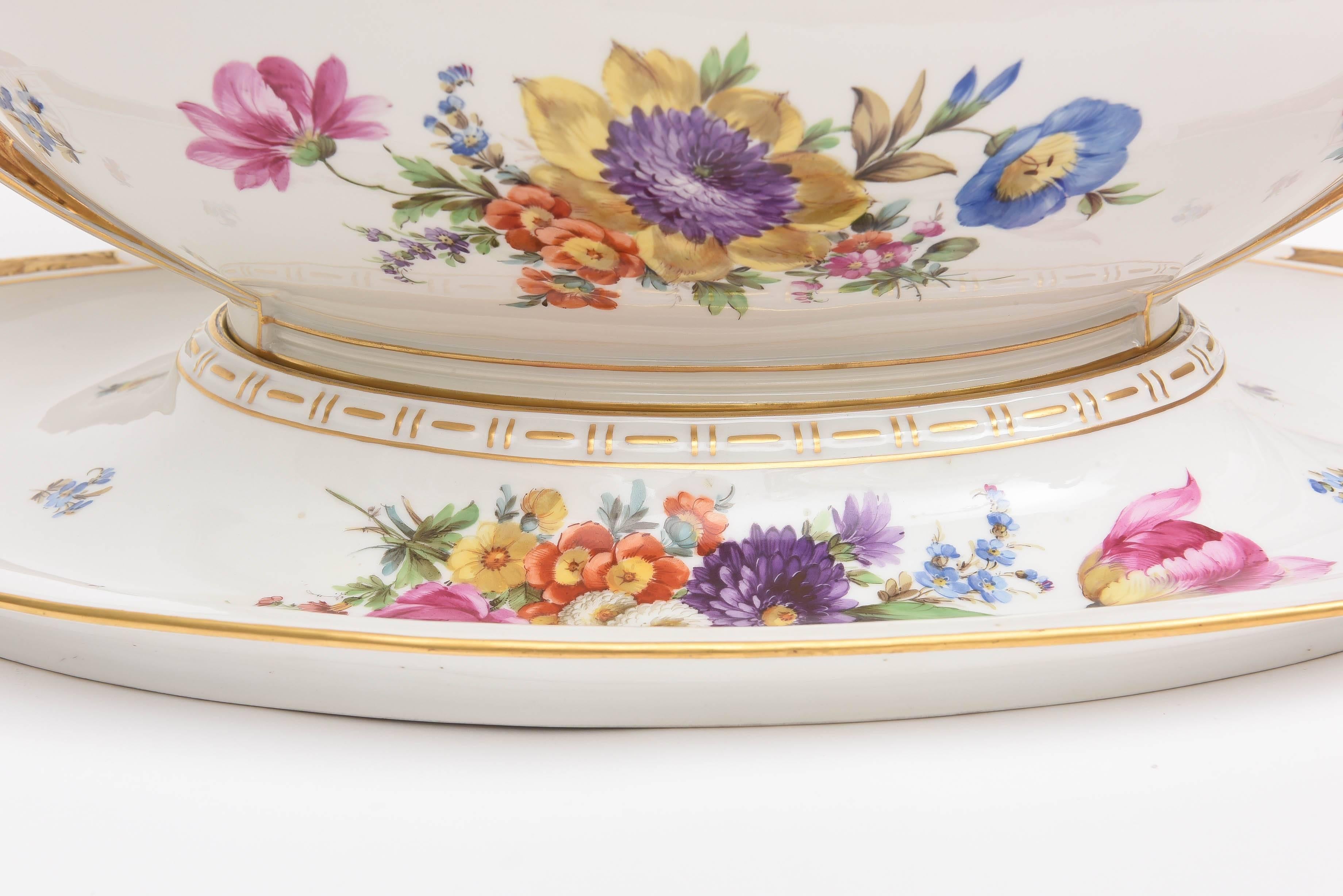 Impressive 19th century KPM Tureen and Stand, Hand Painted, Gilt Encrusted In Good Condition In West Palm Beach, FL