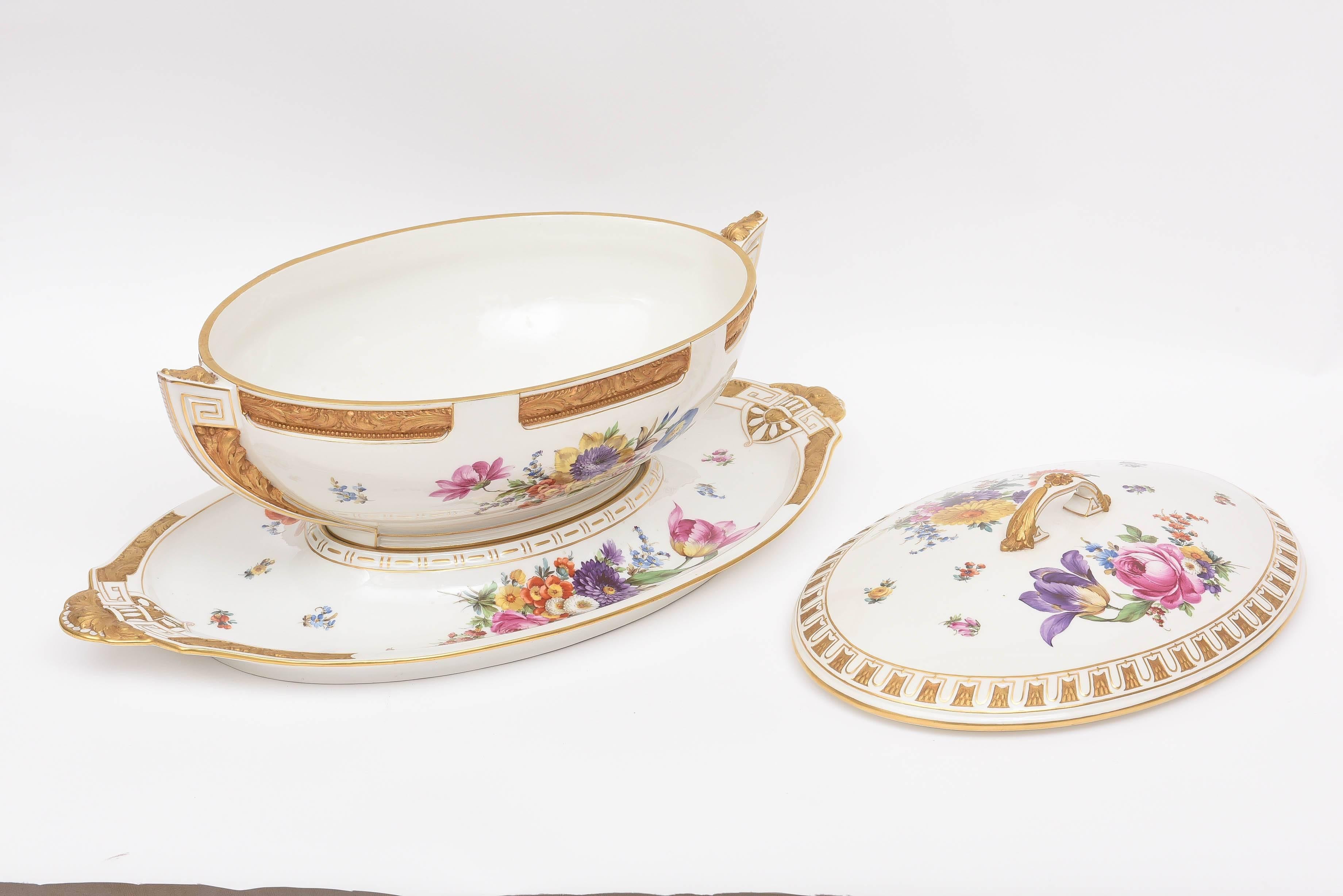 19th Century Impressive 19th century KPM Tureen and Stand, Hand Painted, Gilt Encrusted
