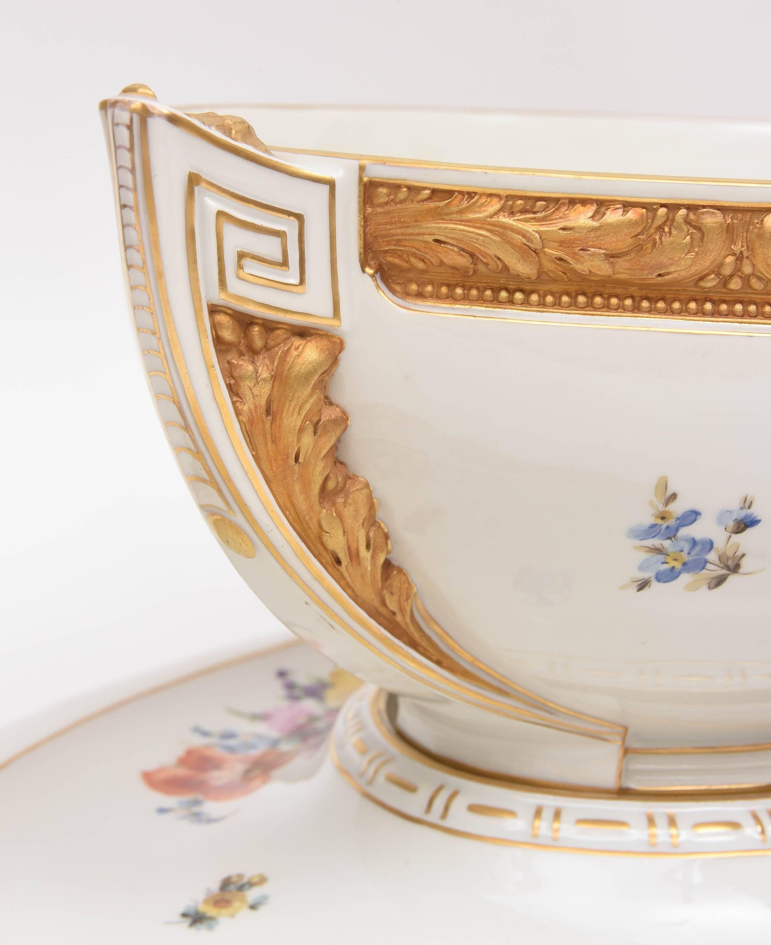 Gold Impressive 19th century KPM Tureen and Stand, Hand Painted, Gilt Encrusted