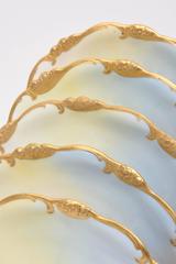 12 Antique Hand-Painted Mushroom Plates, Gold Trim, Limoges