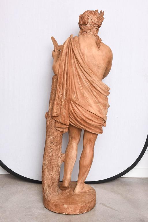 Large Scale, Terra Cotta Garden Statue, Greek God Apollo, Italy, 19th