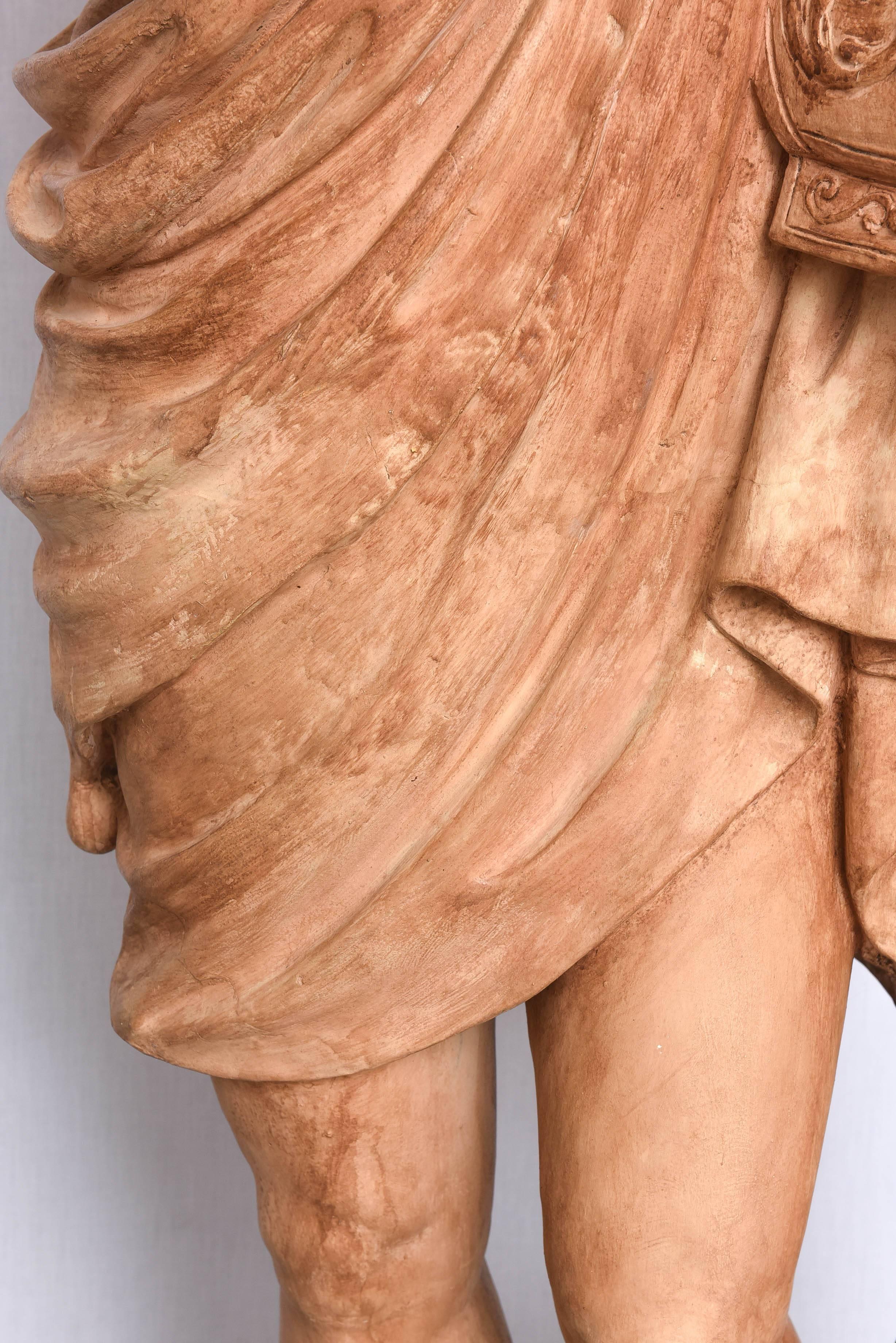Terracotta Large Scale, Terra Cotta Garden Statue, Greek God Apollo, Italy, 19th Century