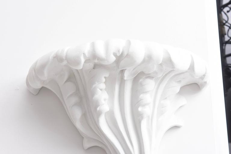 Pair HollywoodRegency Style, Cast White Plaster Wall Sconces, 1940s at