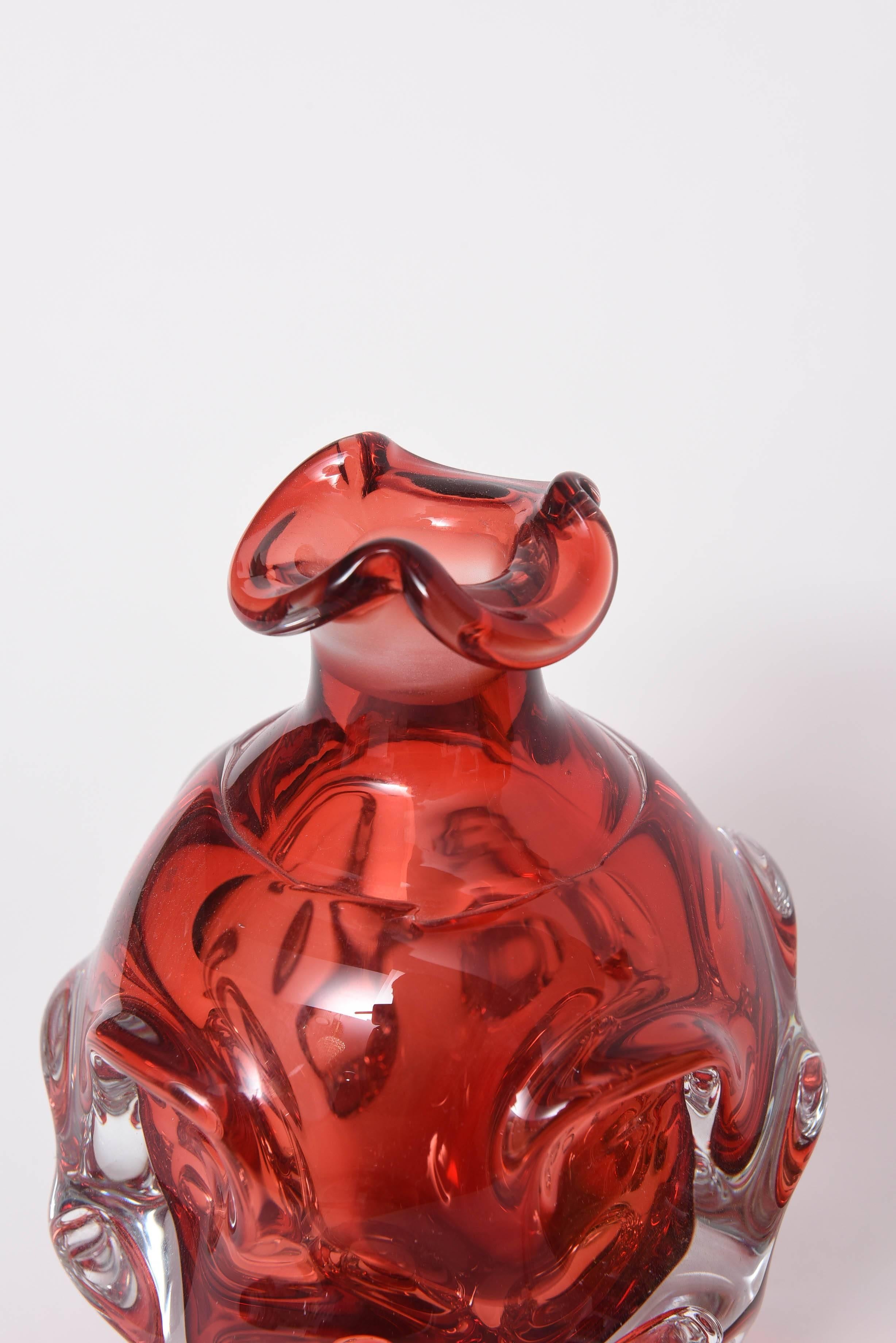 One Mid-Century Clear Murano Glass Liquor Decanter, Venice In Excellent Condition In West Palm Beach, FL