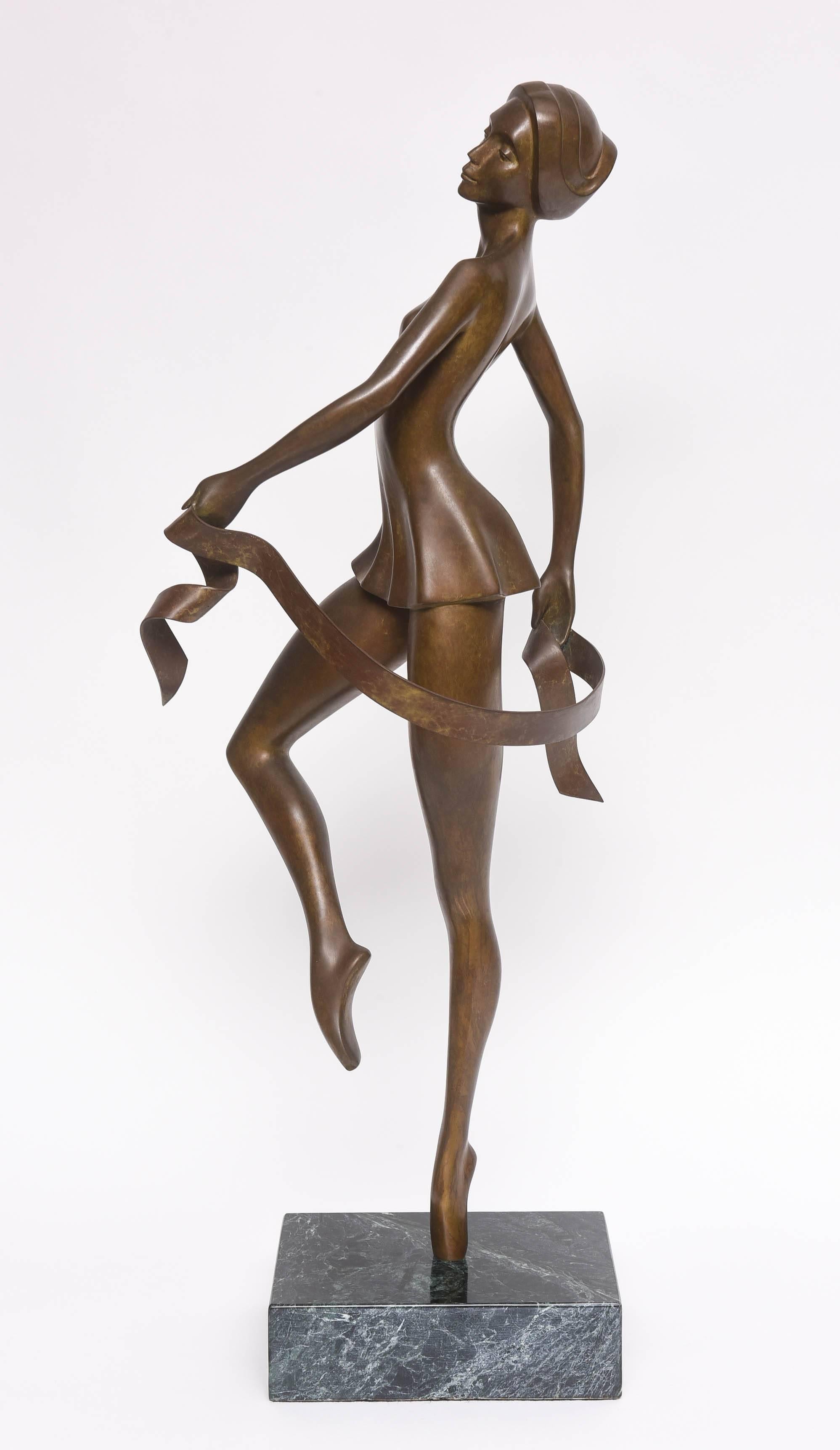 This stylish and chic bronze by the American sculpture Bunny Adelman was acquired from a prominent Palm Beach estate.  Here the sculptor has captured his subject in mid-step as she seems to float with grace and poise.

Note:  Piece is signed on the