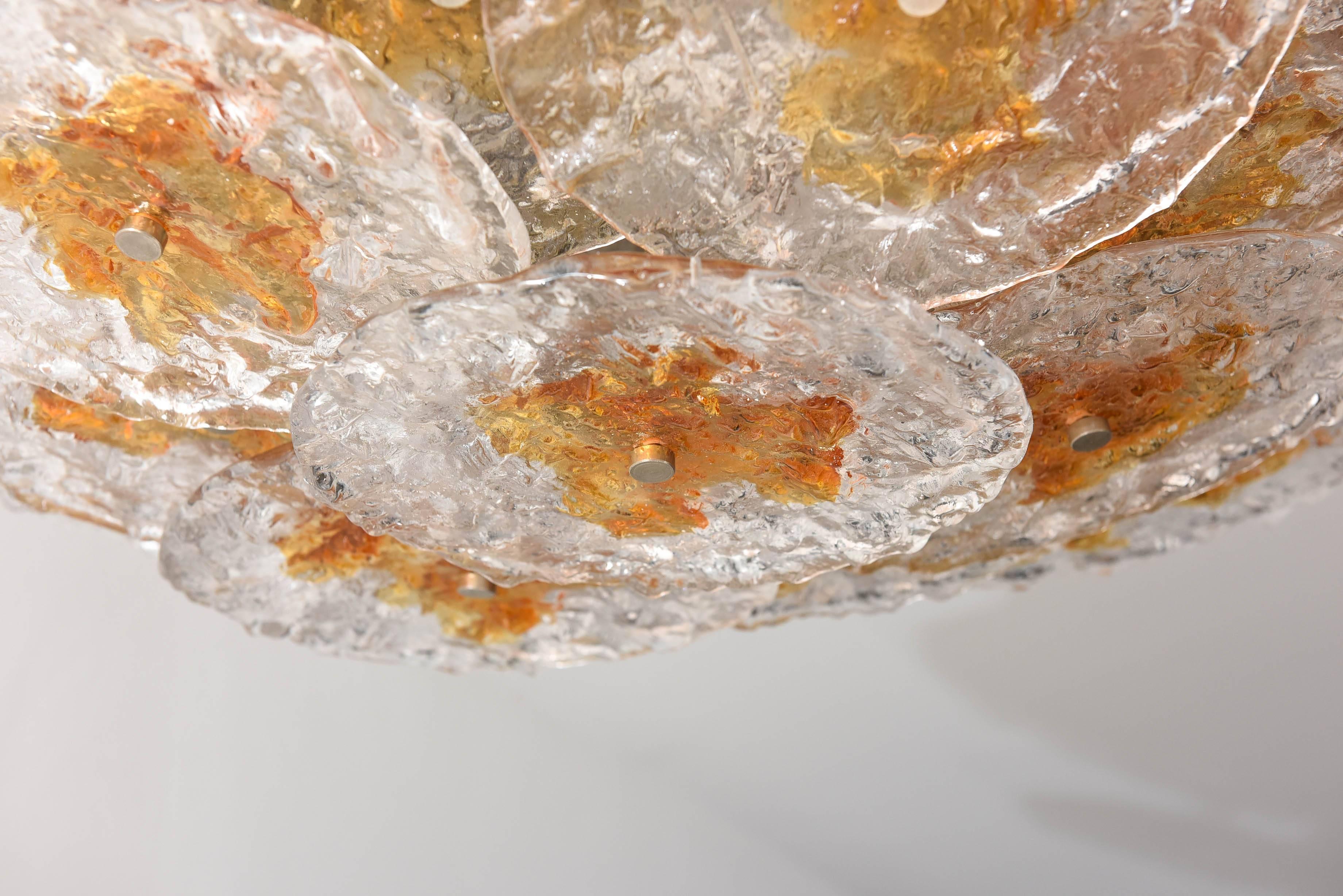 Hand-Crafted Mazzega Flushmount Chandelier in the Style of Carlo Nasan