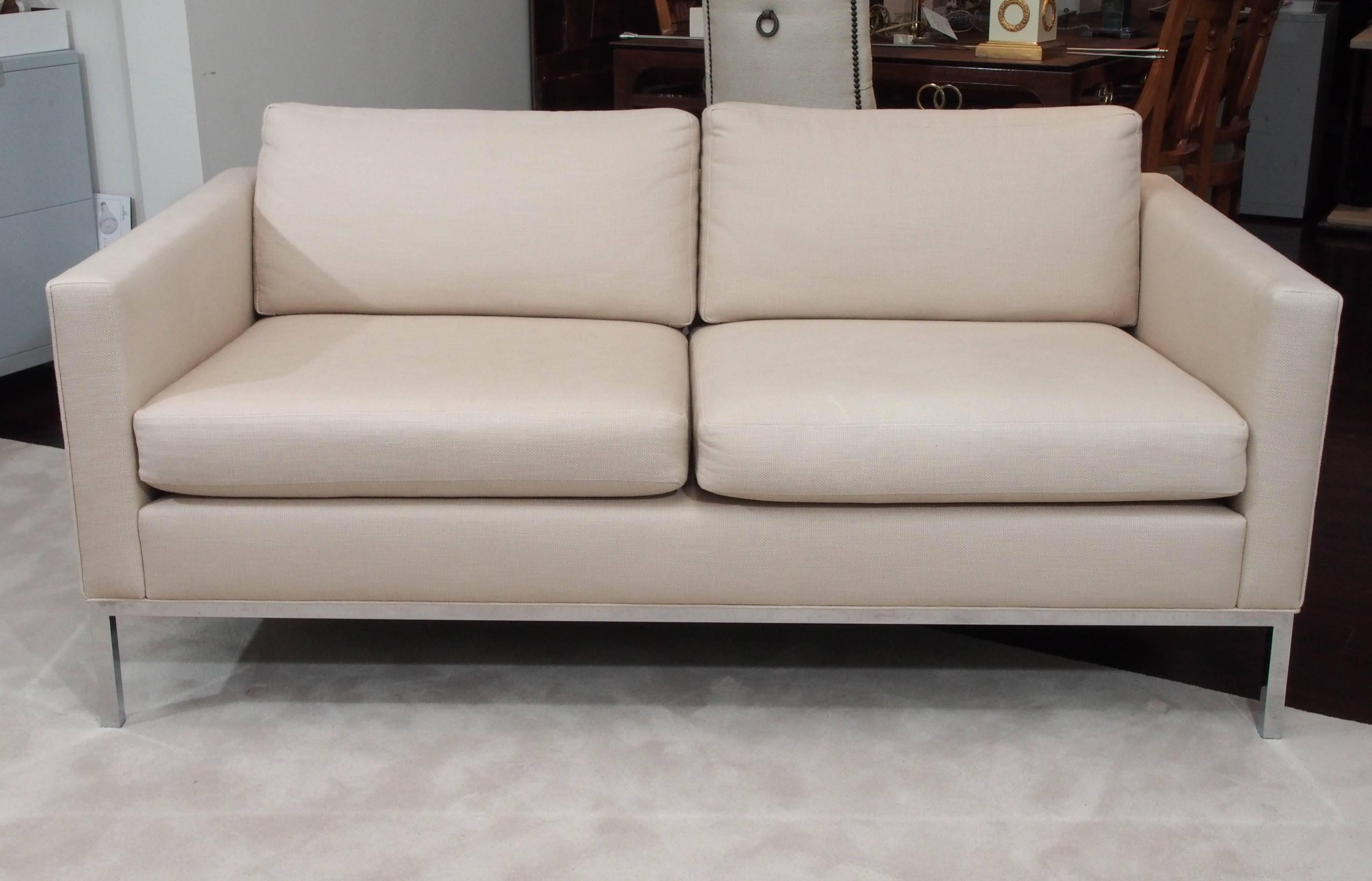 American Knoll Style Two-Seat Upholstered Sofa For Sale