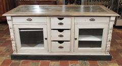 Custom Designed French Kitchen Island With A Zinc Top.