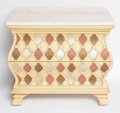SALE! SALE! SALE! Pair of "Harlequin" Bombay Chests, Travertine Tops STUNNING
