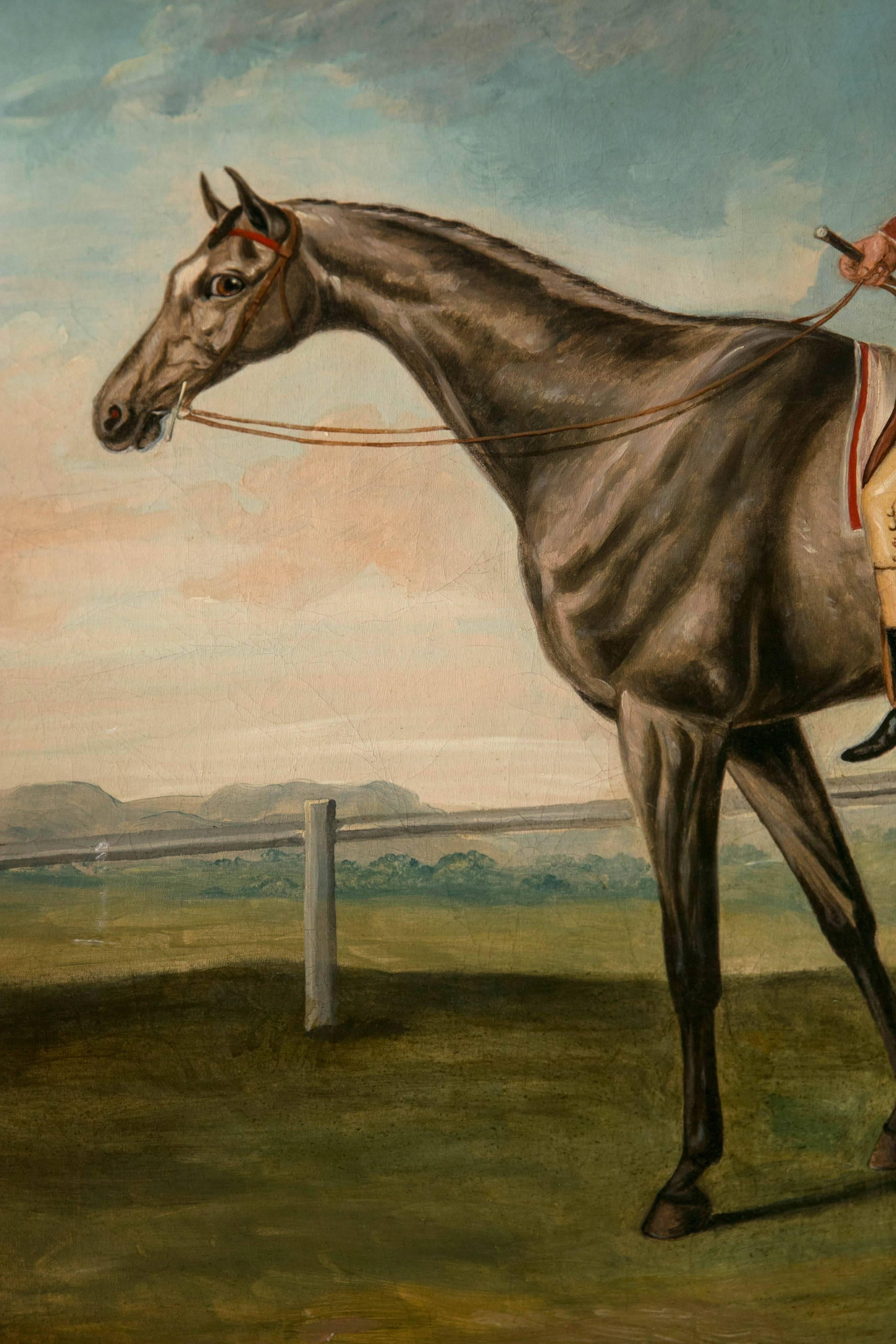 19th Century Horse and Jockey Oil on Canvas 1