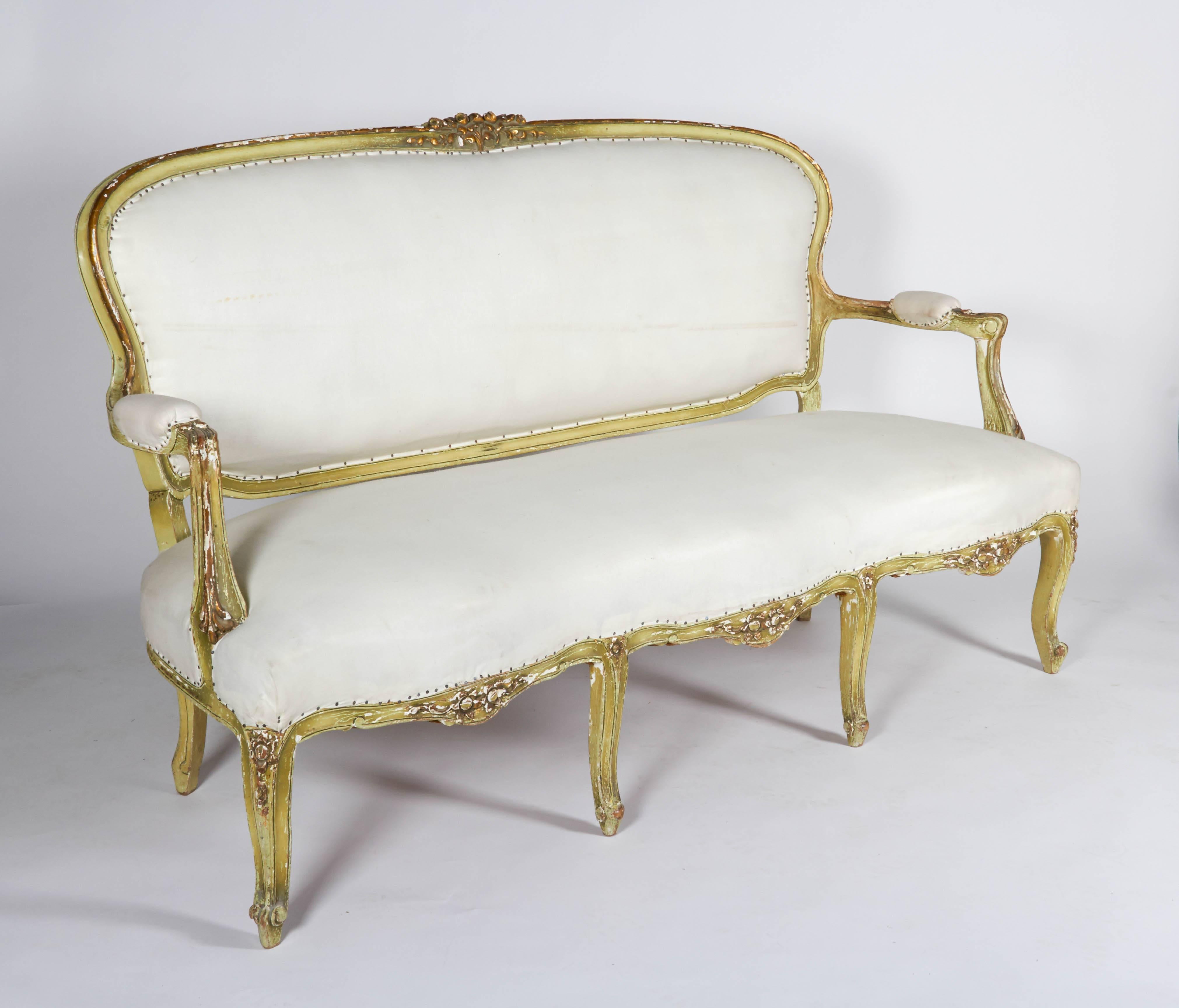 Fabric Early 20th Century French Settee For Sale