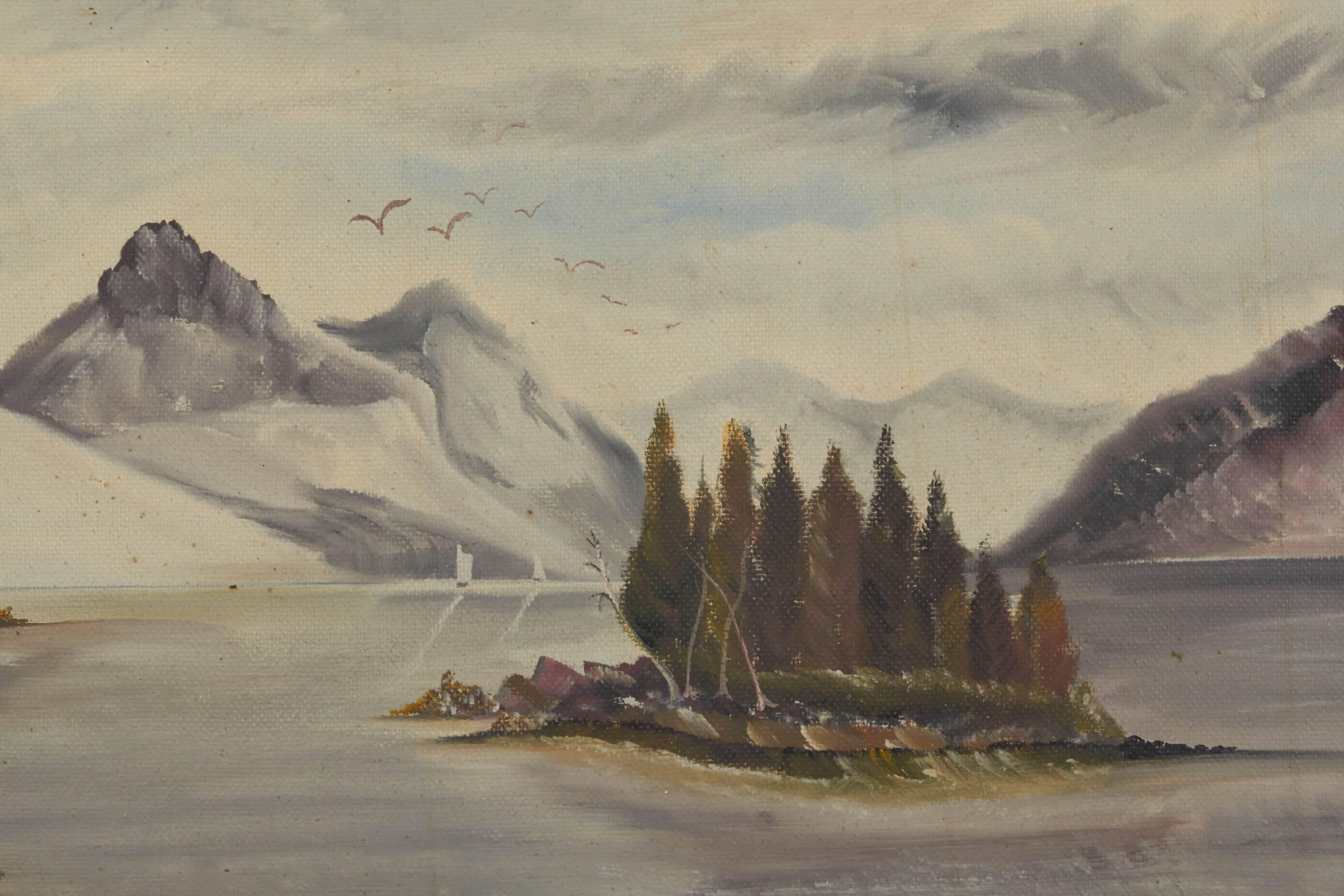 Painting of Landscape with Mountains In Good Condition For Sale In New York, NY