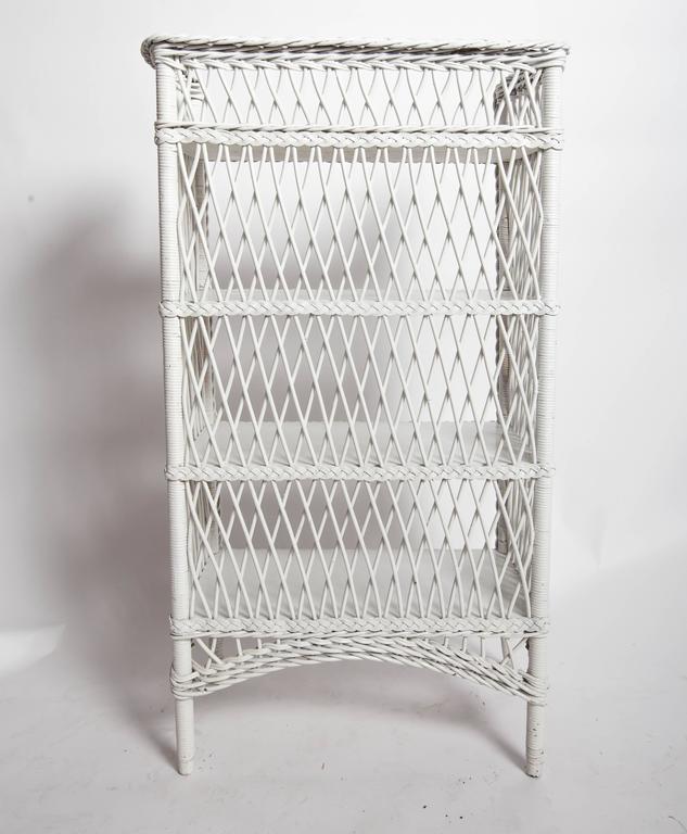 Bar Harbor Style White Wicker Shelf at 1stDibs