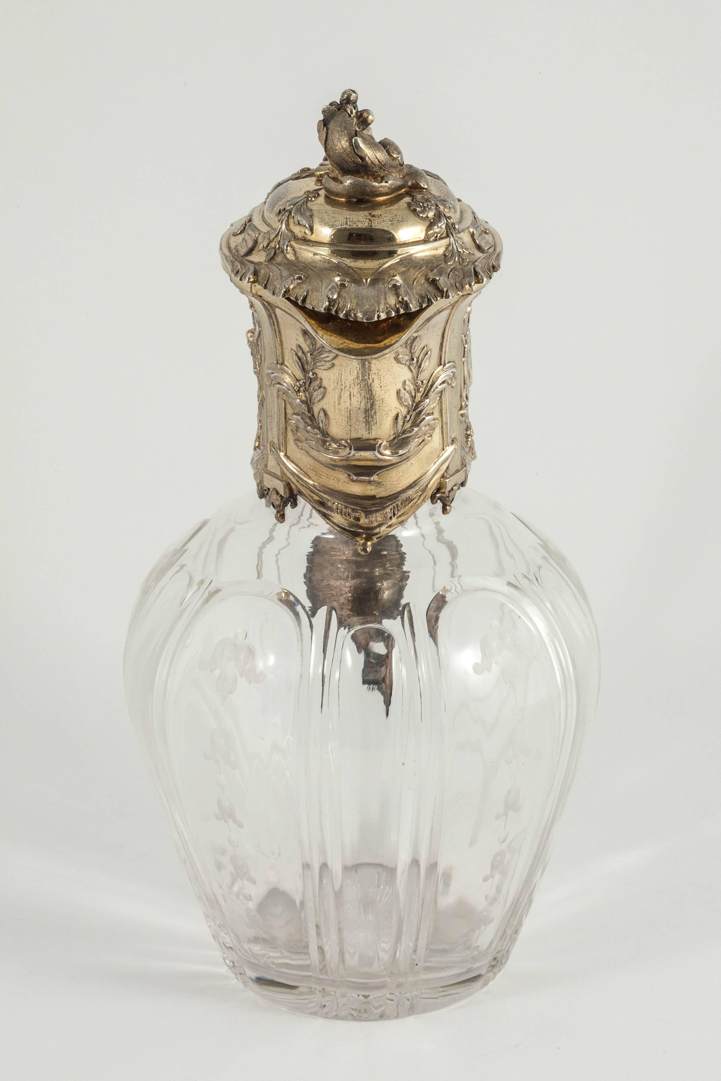 Silver Gilt Victorian Claret Jug For Sale 2