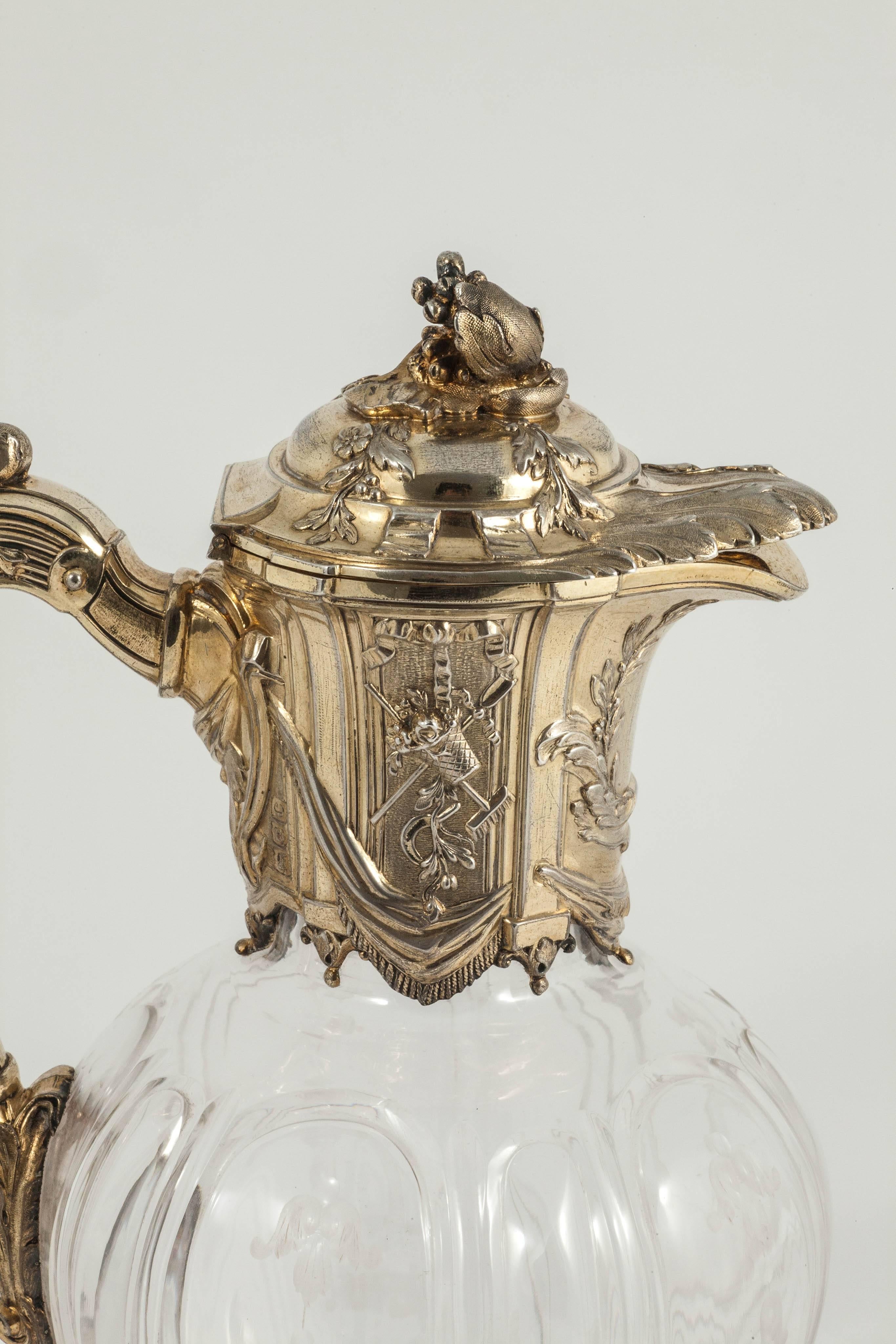 Silver Gilt Victorian Claret Jug For Sale 1