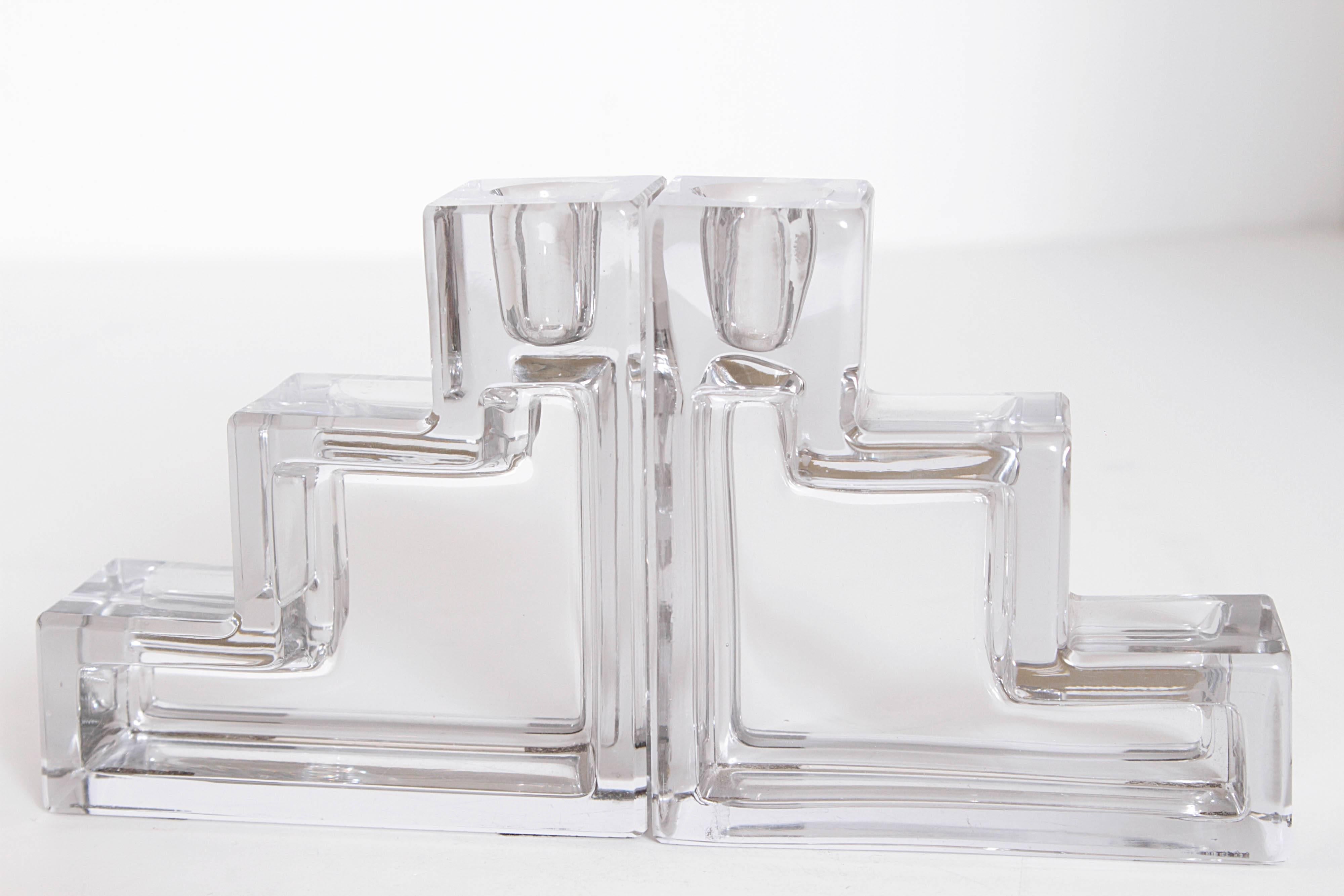 Baccarat and Cambridge Pristine Table Architecture Cubist Candlestick Holders 3