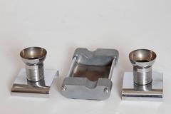 Machine Age Art Deco Alfons Bach Studio Cigar Ashtray and Candlesticks Signed