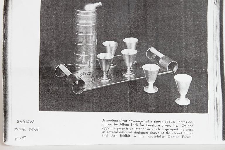 Alfons Bach Cocktail Shaker and Tray for Keystone Silver